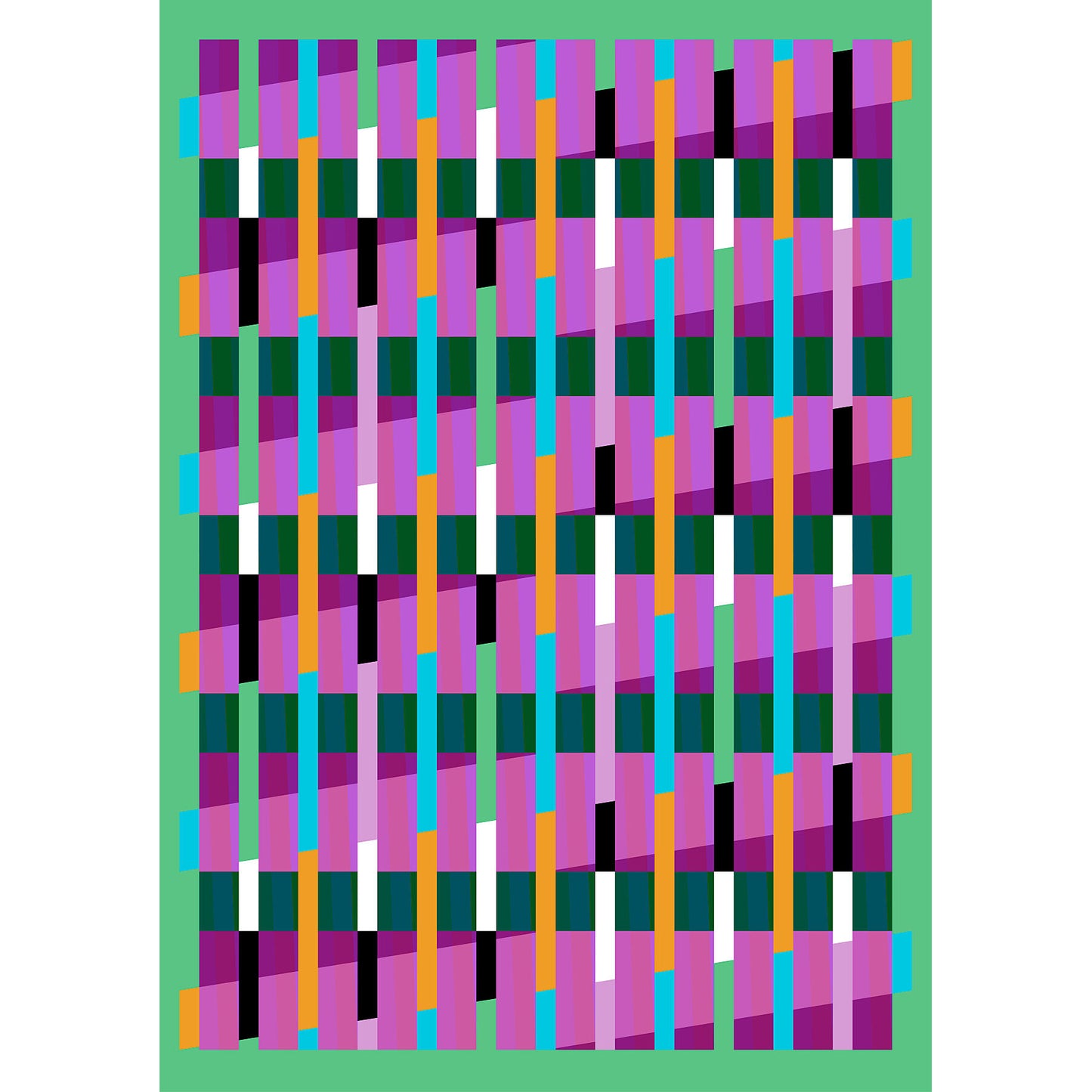 Lux Series giclée print by Victoria Mardon – colourful abstract geometric pattern on green background.