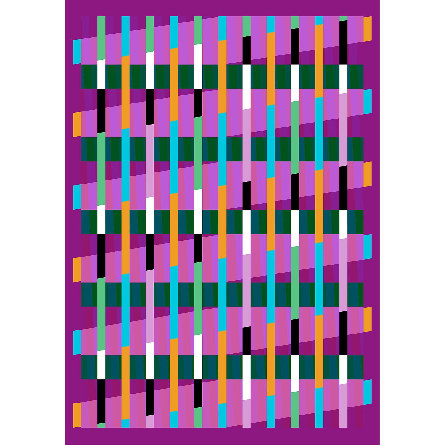 Vibrant abstract print from the Lux Series by Victoria Mardon, featuring geometric colour bands on a magenta background.