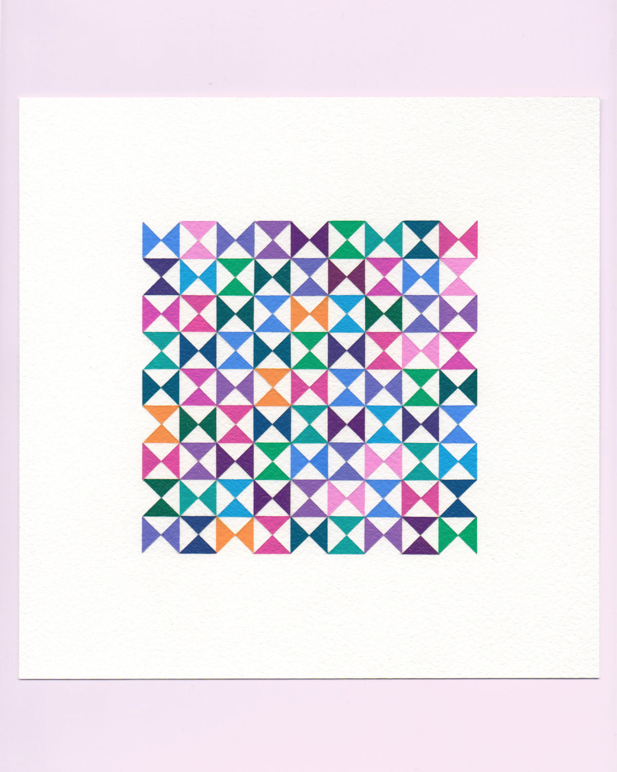Bold, graphic multicoloured abstract painting with repeating geometric shapes, 2 August (033/365) by Victoria Mardon, 365: A Year in Colour series.