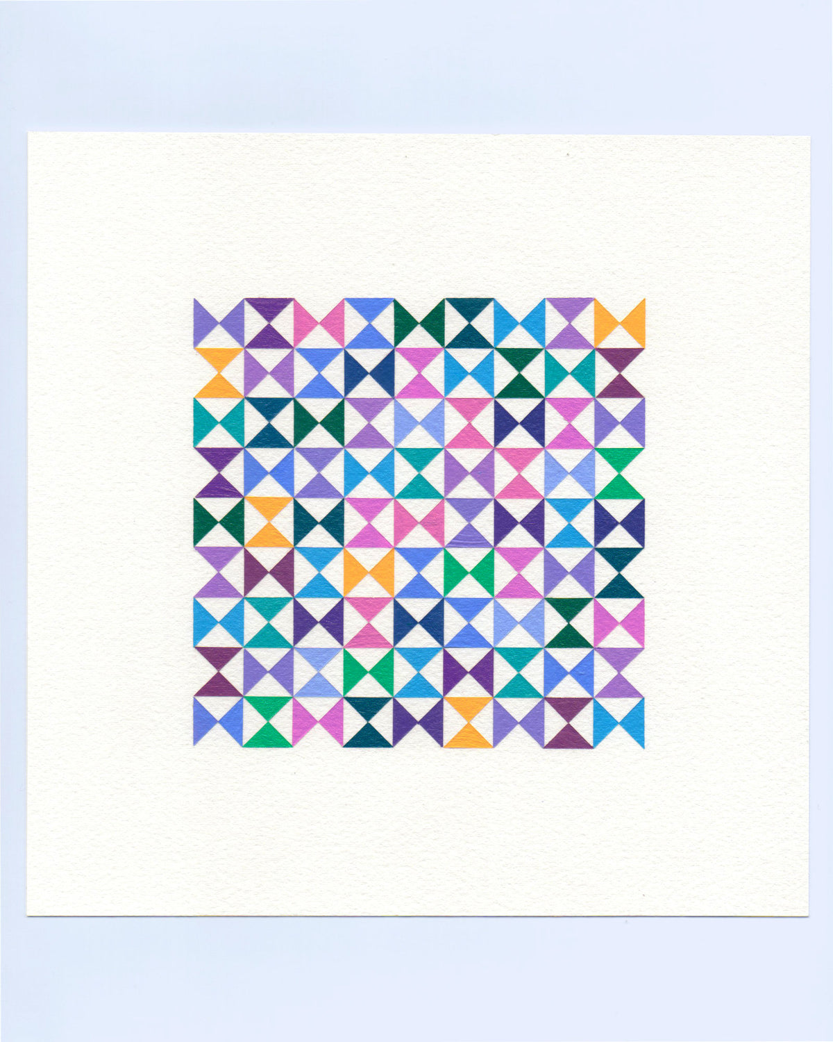 Bold, graphic multicoloured abstract painting with repeating geometric shapes, 3 November (126/365) by Victoria Mardon, 365: A Year in Colour series.