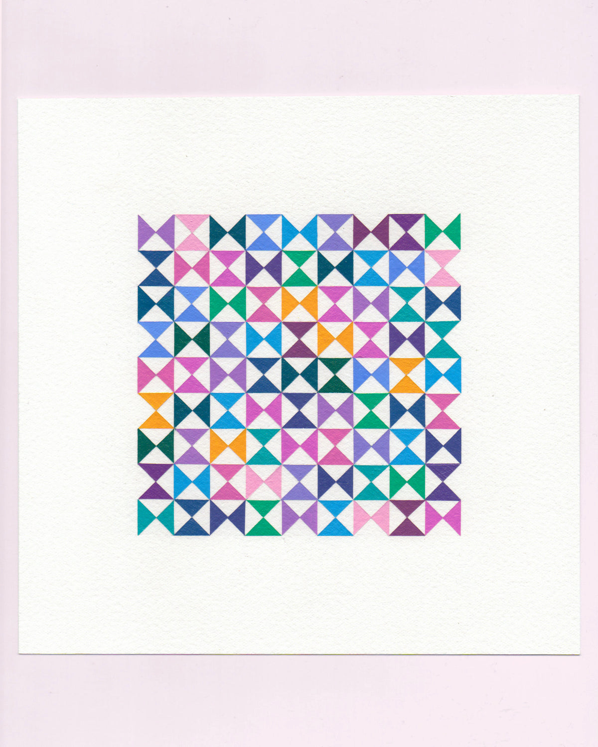Bold, graphic multicoloured abstract painting with repeating geometric shapes, 7 July (007/365) by Victoria Mardon, 365: A Year in Colour series.