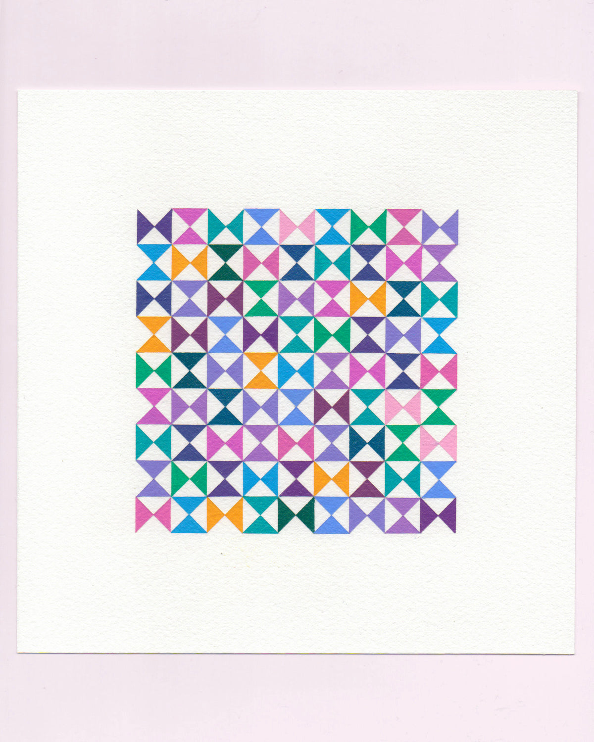 Bold, graphic multicoloured abstract painting with repeating geometric shapes, 9 July (009/365) by Victoria Mardon, 365: A Year in Colour series.