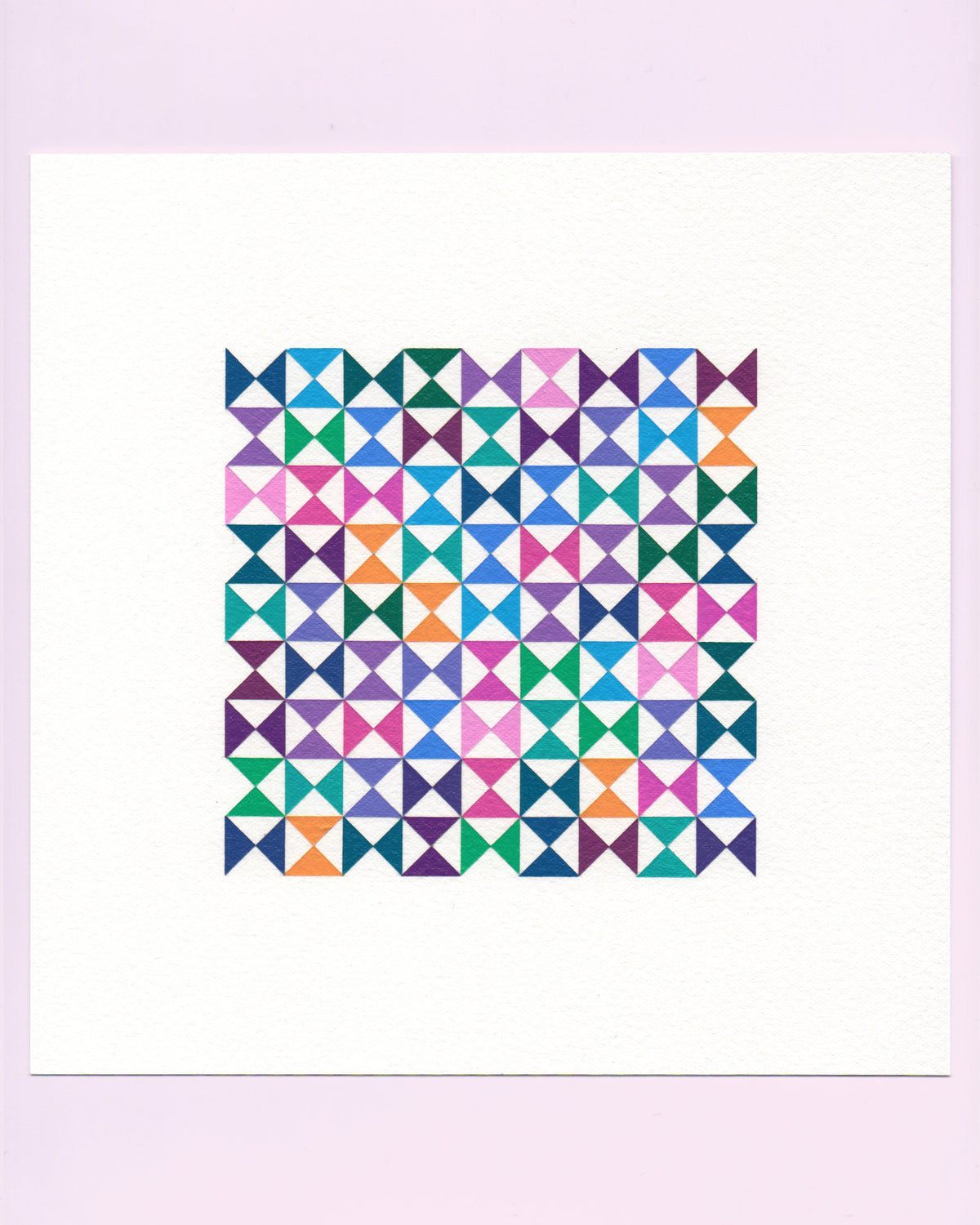 Bold, graphic multicoloured abstract painting with repeating geometric shapes, 11 August (042/365) by Victoria Mardon, 365: A Year in Colour series.