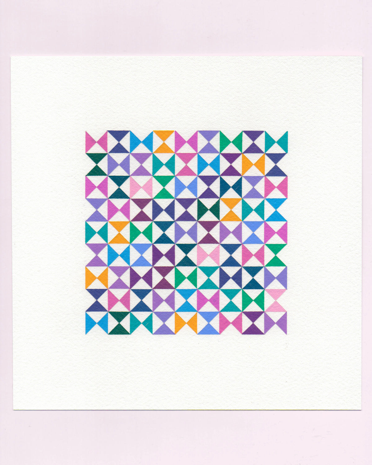 Bold, graphic multicoloured abstract painting with repeating geometric shapes, 11 July (011/365) by Victoria Mardon, 365: A Year in Colour series.