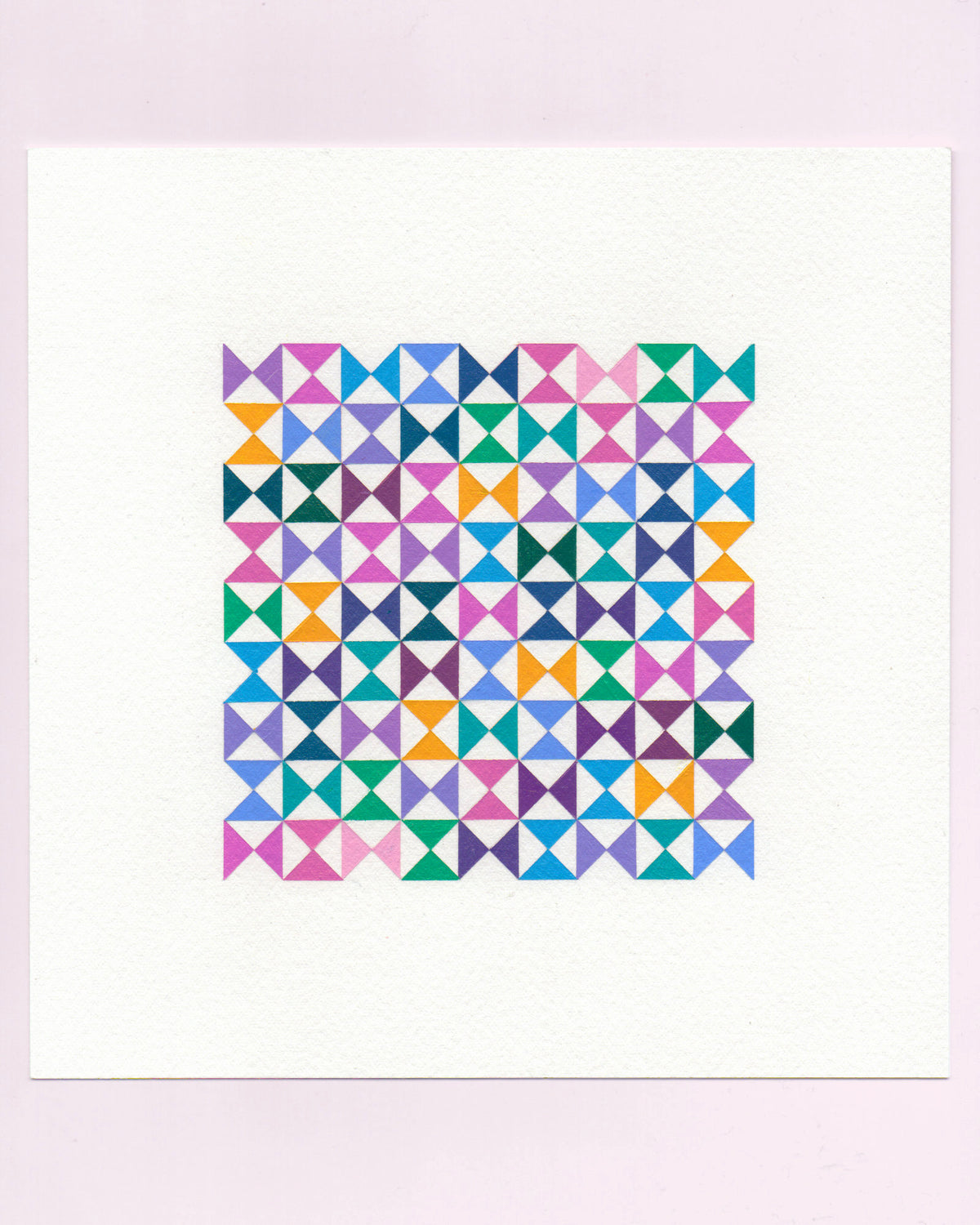 Bold, graphic multicoloured abstract painting with repeating geometric shapes, 12 July (012/365) by Victoria Mardon, 365: A Year in Colour series.