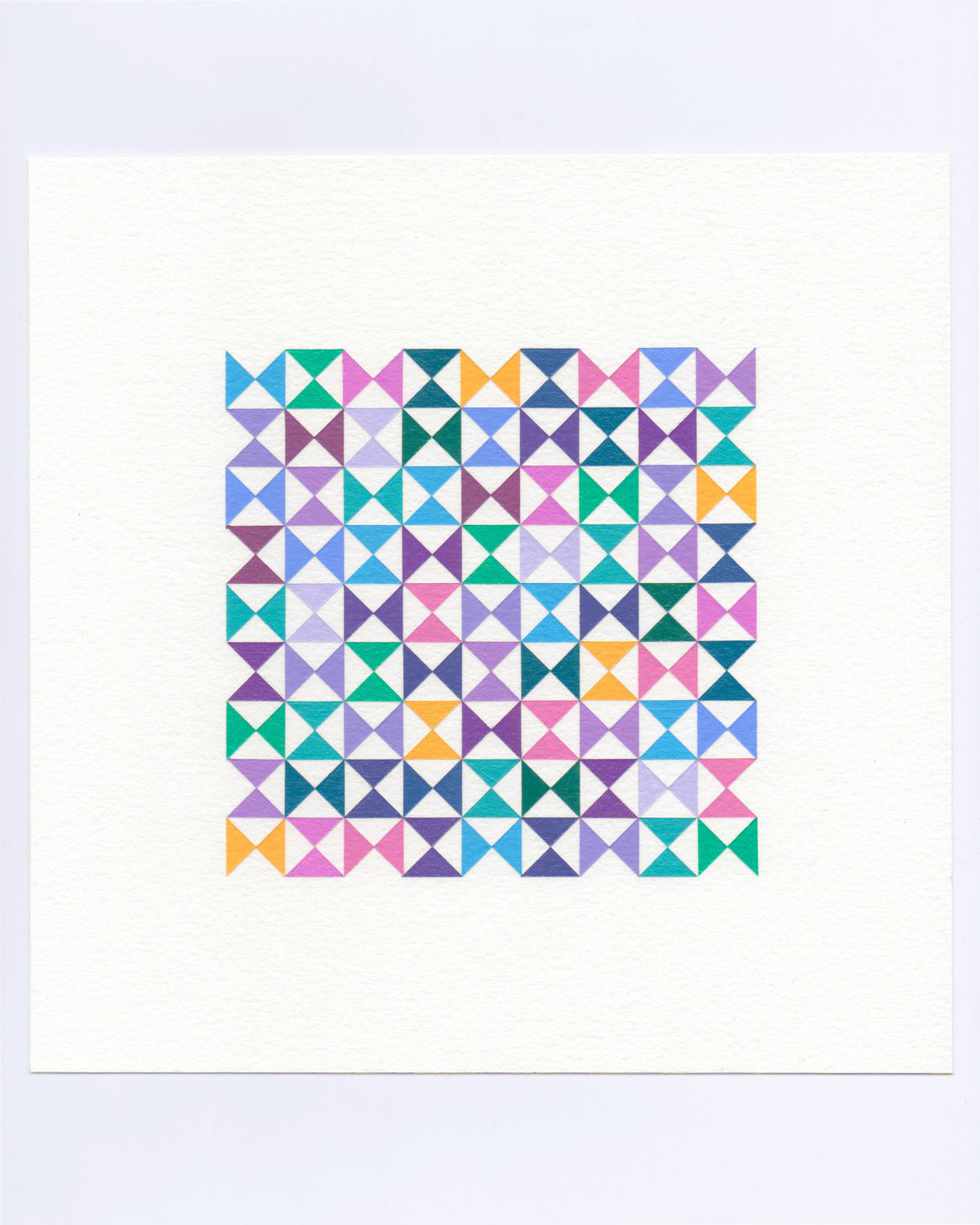 Bold, graphic multicoloured abstract painting with repeating geometric shapes, 14 October (106/365) by Victoria Mardon, 365: A Year in Colour series.