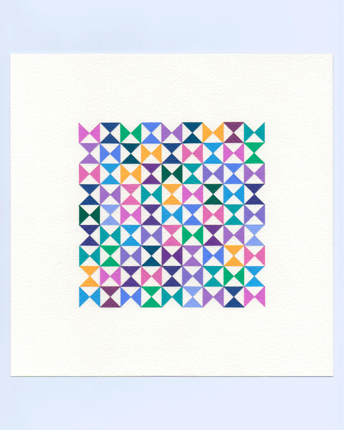 Bold, graphic multicoloured abstract painting with repeating geometric shapes, 15 November (138/365) by Victoria Mardon, 365: A Year in Colour series.