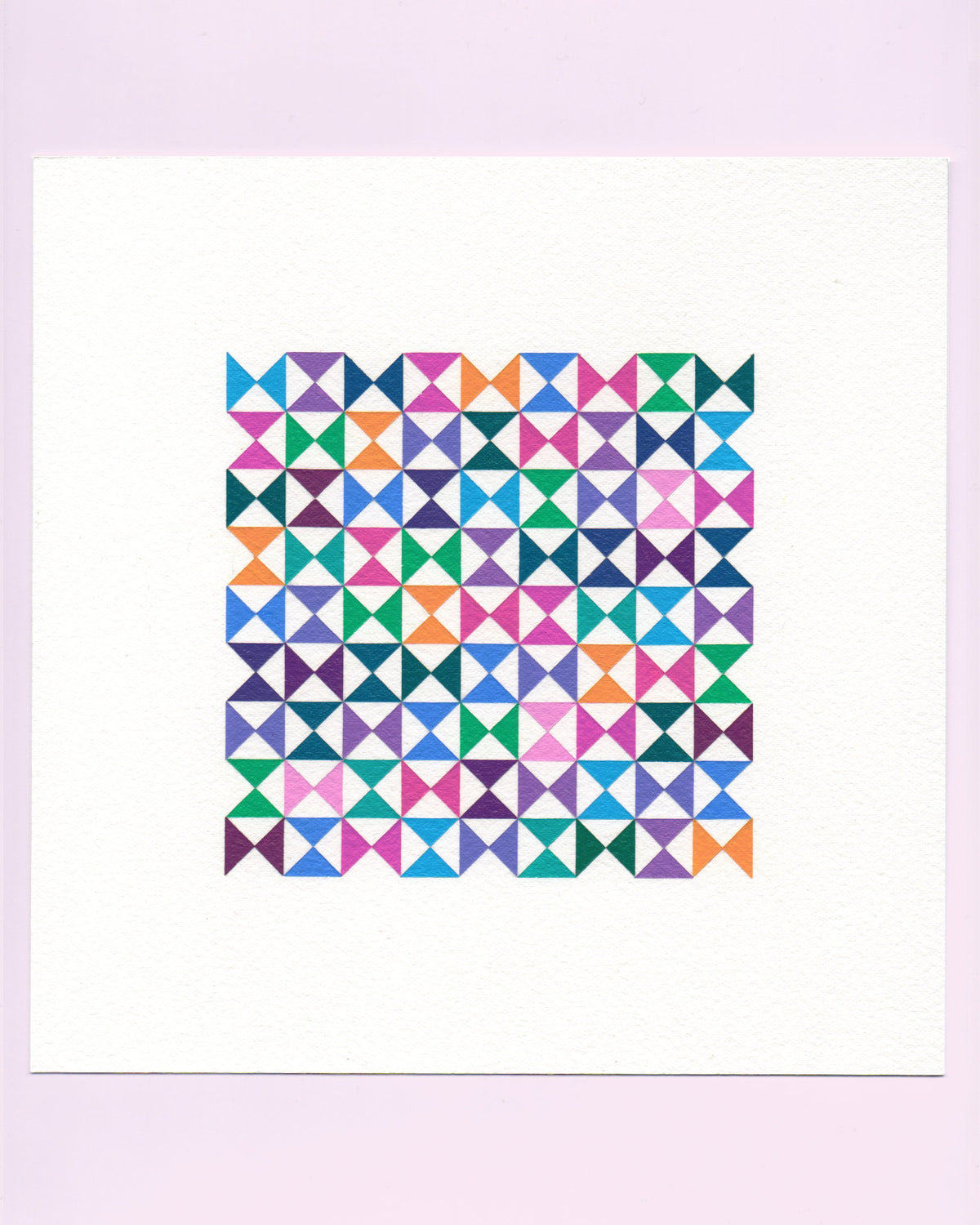 Bold, graphic multicoloured abstract painting with repeating geometric shapes, 16 August (047/365) by Victoria Mardon, 365: A Year in Colour series.