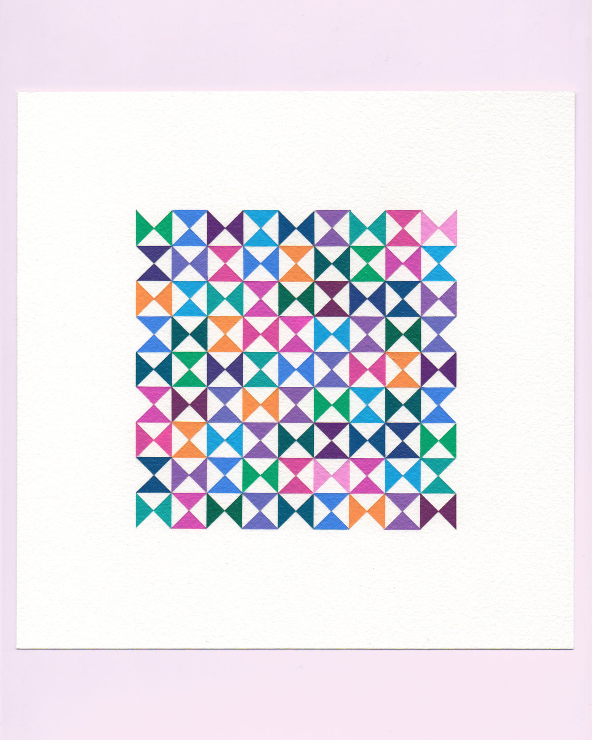 Bold, graphic multicoloured abstract painting with repeating geometric shapes, 20 August (051/365) by Victoria Mardon, 365: A Year in Colour series.