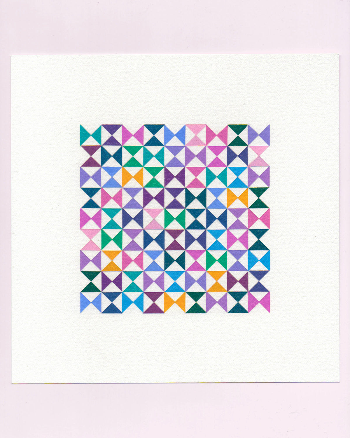 Bold, graphic multicoloured abstract painting with repeating geometric shapes, 21 July (021/365) by Victoria Mardon, 365: A Year in Colour series.