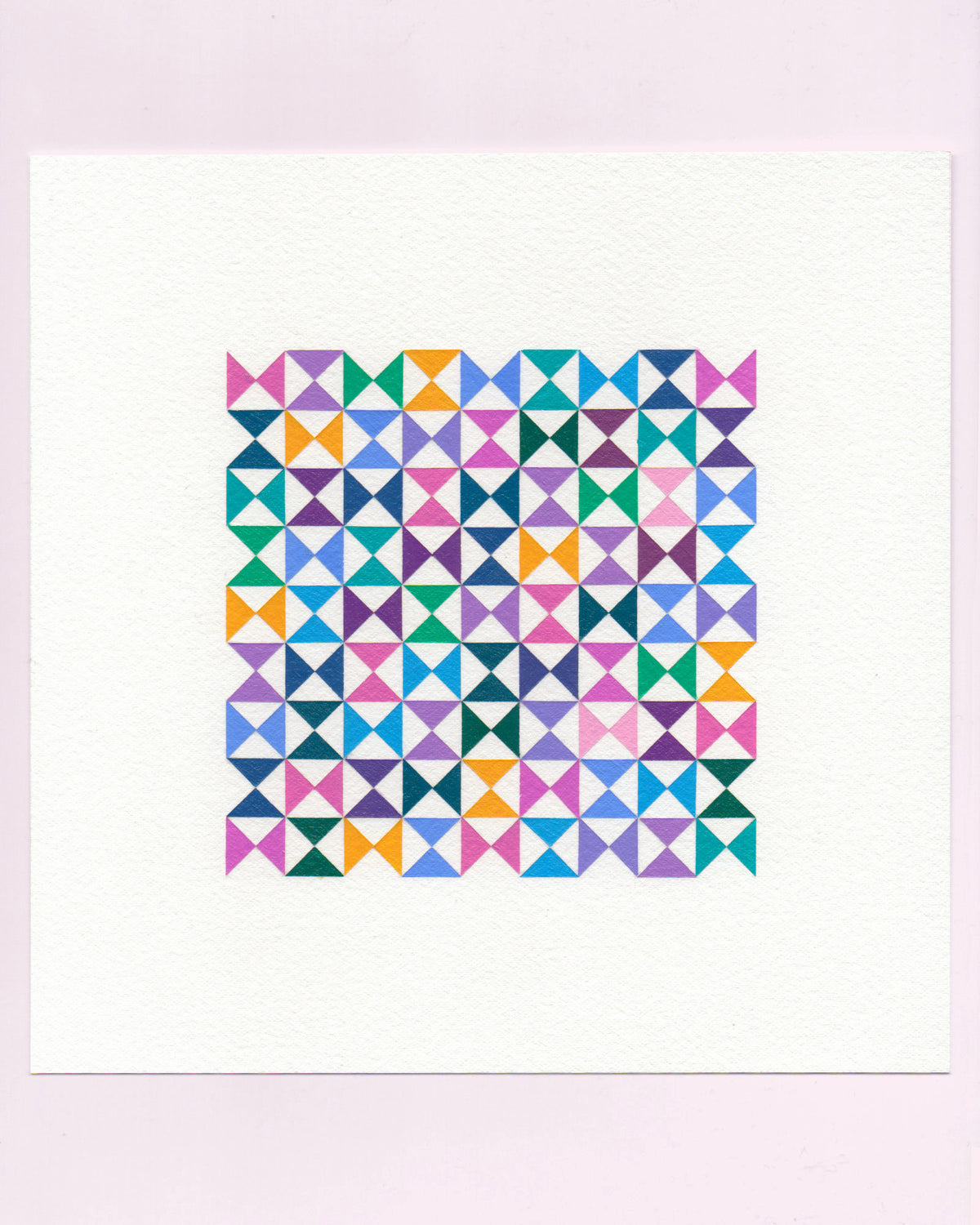 Bold, graphic multicoloured abstract painting with repeating geometric shapes, 24 July (024/365) by Victoria Mardon, 365: A Year in Colour series.