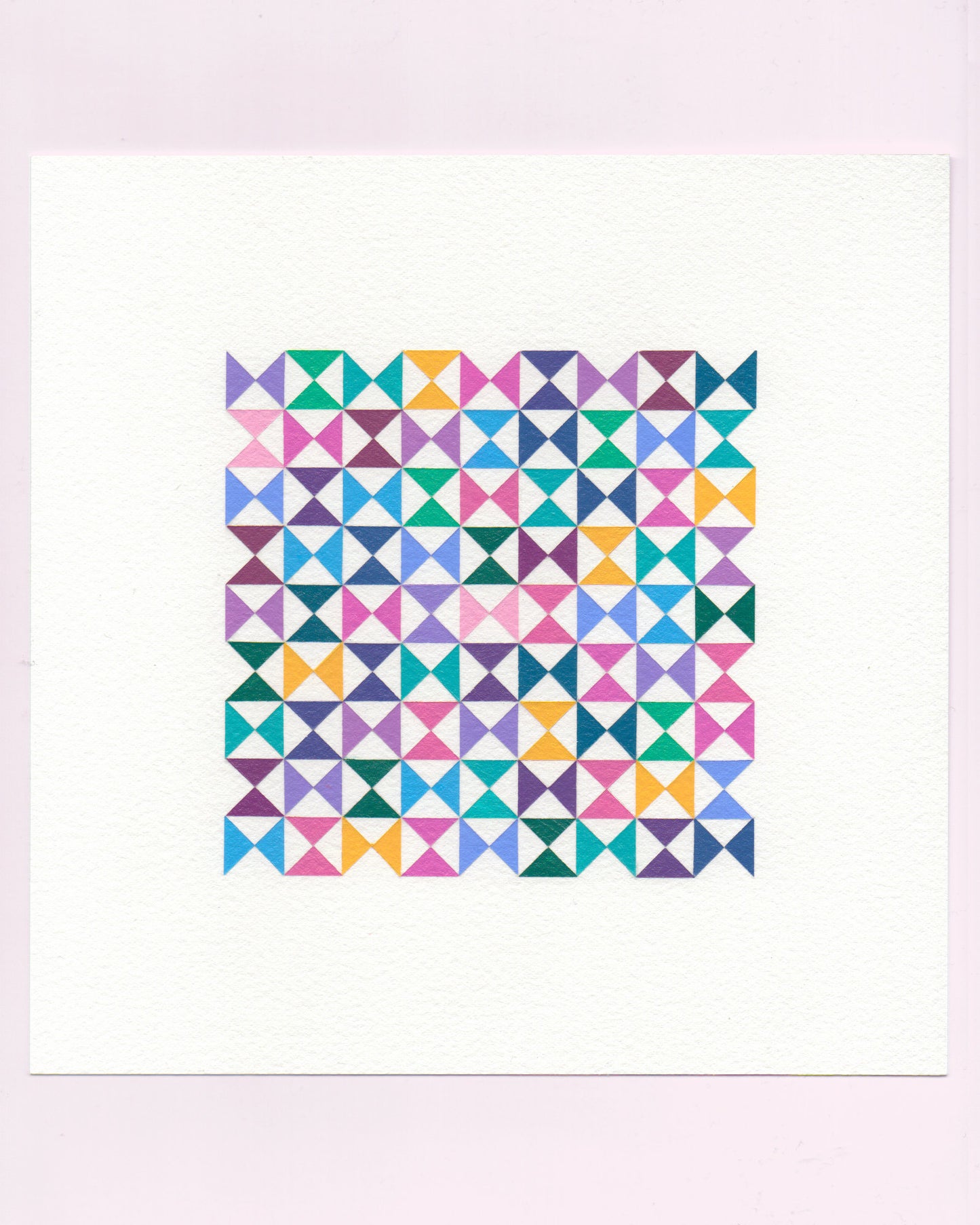 Bold, graphic multicoloured abstract painting with repeating geometric shapes, 31 July (031/365) by Victoria Mardon, 365: A Year in Colour series.