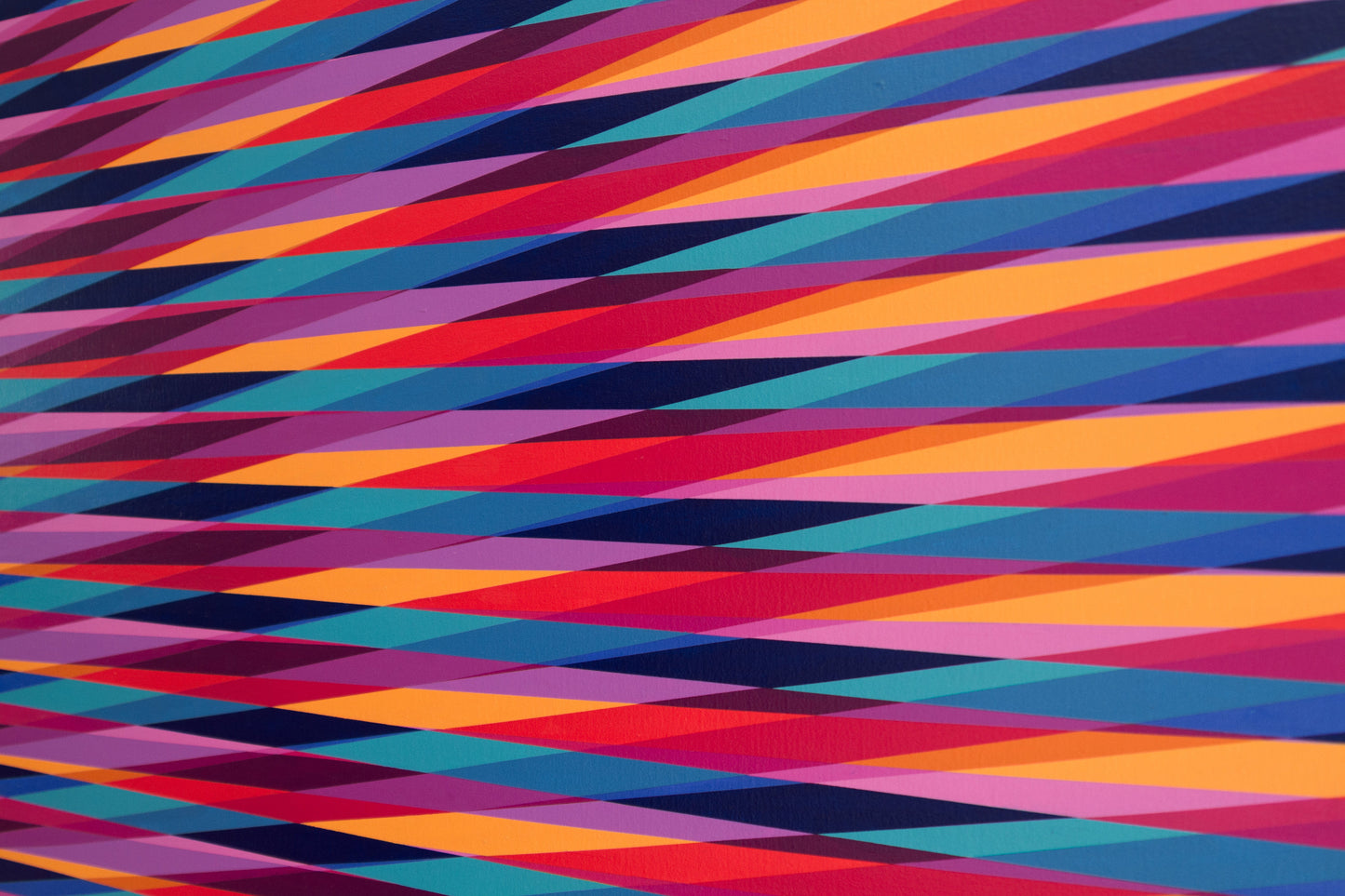 Close-up of “Detail of Summer Daze” – abstract painting with colourful lines.