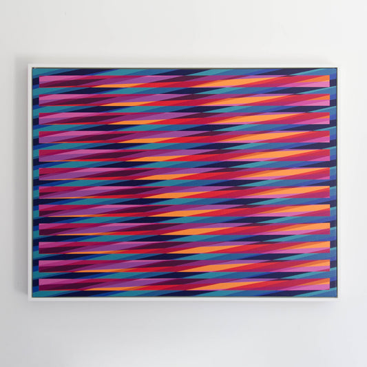 "Detail of Summer Daze” – abstract artwork featuring colourful lines on a white background. 