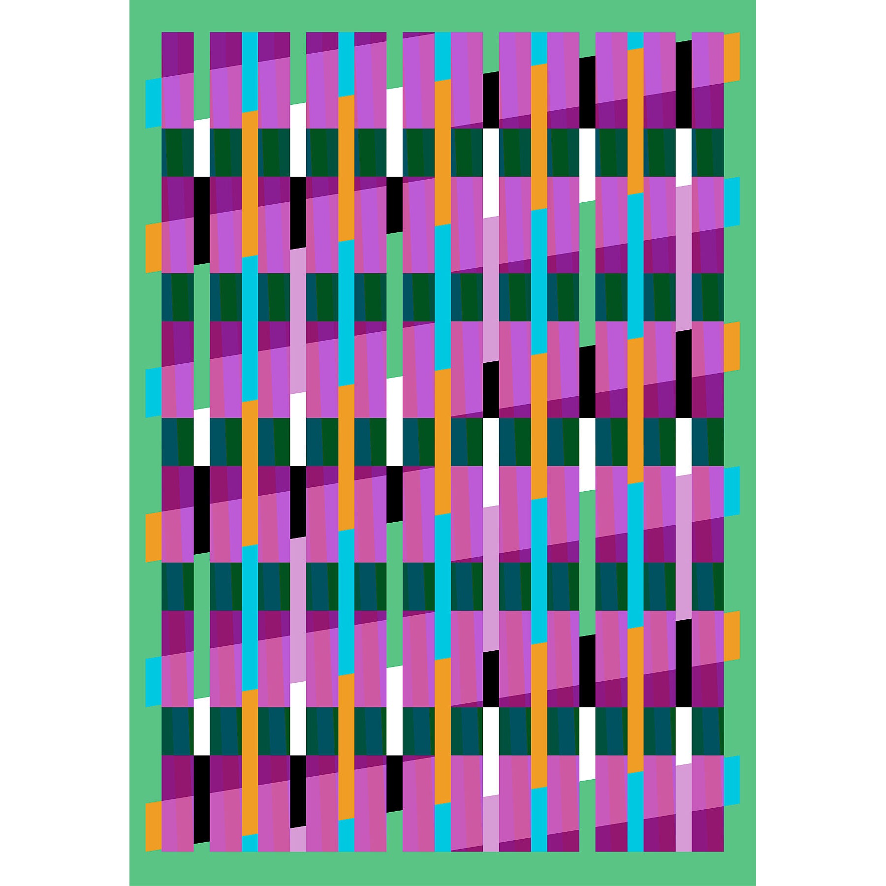 Lux Series giclée print by Victoria Mardon – colourful abstract geometric pattern on green background.