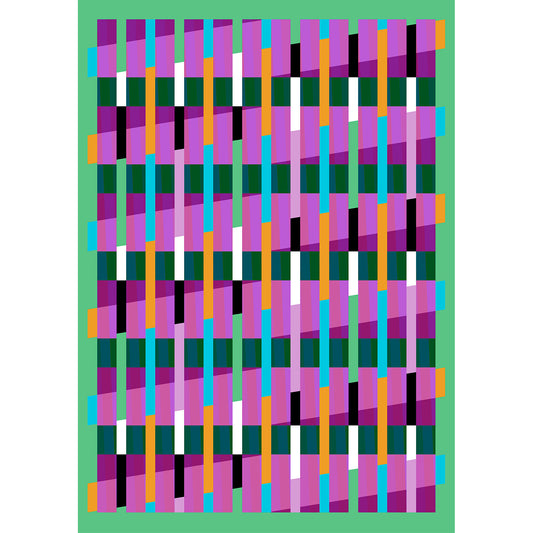Lux Series giclée print by Victoria Mardon – colourful abstract geometric pattern on green background.