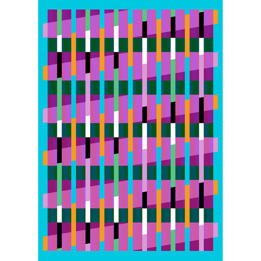 Lux Series giclée print by Victoria Mardon – colourful abstract geometric pattern on blue background.