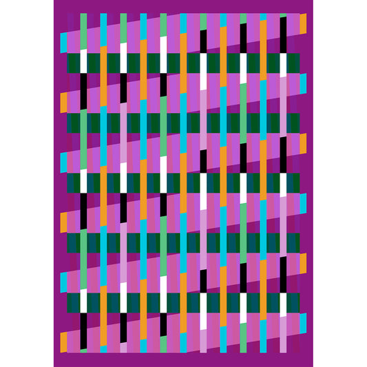 Vibrant abstract print from the Lux Series by Victoria Mardon, featuring geometric colour bands on a magenta background.