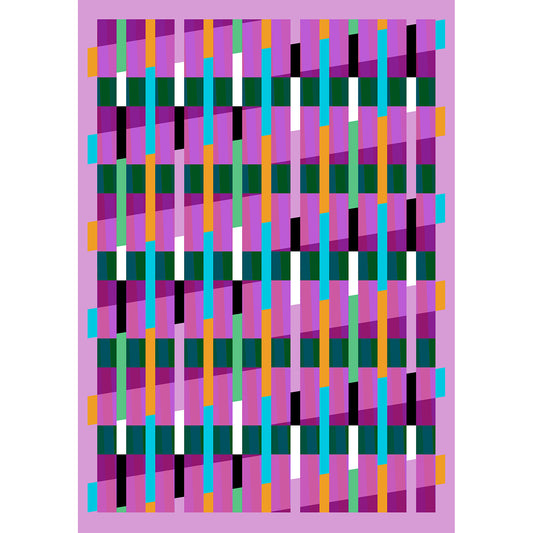 Lux Series giclée print by Victoria Mardon – colourful abstract geometric pattern on pink background.