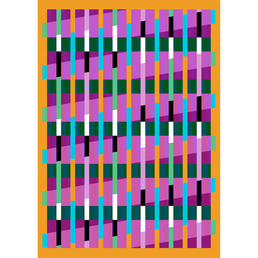 Lux Series giclée print by Victoria Mardon – colourful abstract geometric pattern on yellow background.