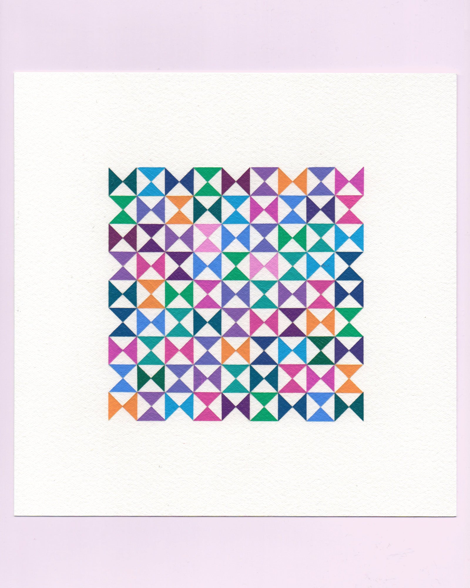 Bold, graphic multicoloured abstract painting with repeating geometric shapes, 1 August (032/365) by Victoria Mardon, 365: A Year in Colour series.