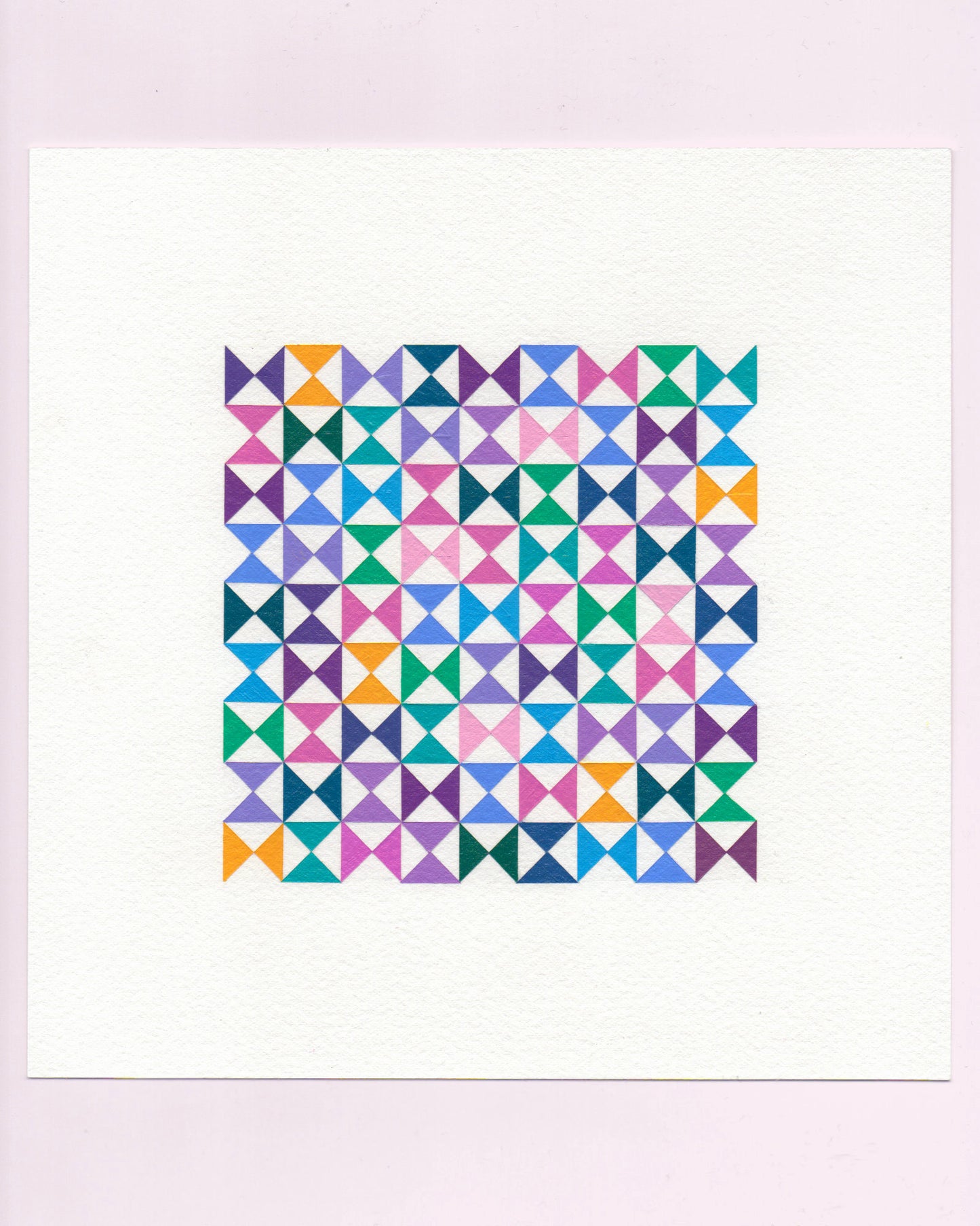 Bold, graphic multicoloured abstract painting with repeating geometric shapes, 1 July (001/365) by Victoria Mardon, 365: A Year in Colour series.