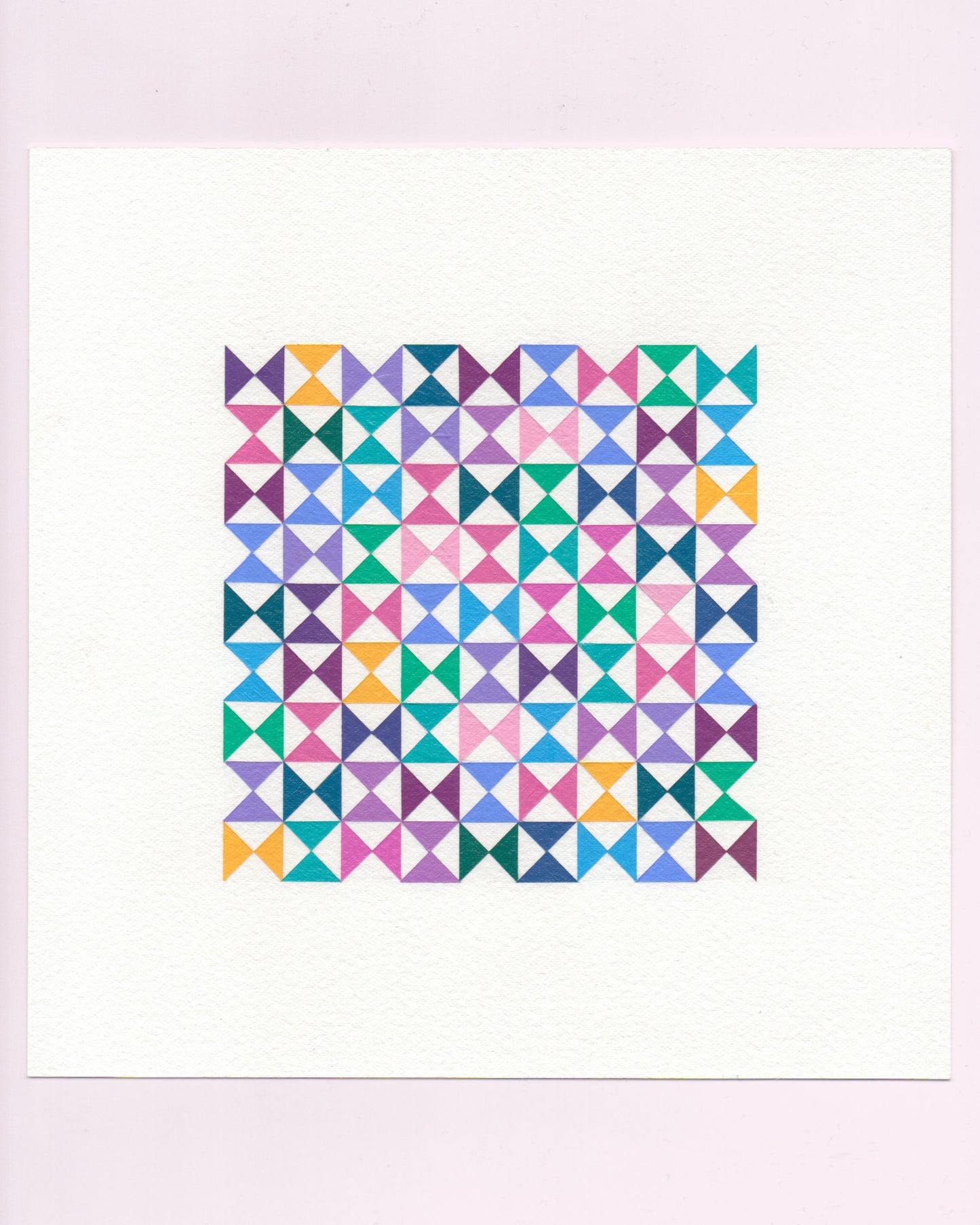 Bold, graphic multicoloured abstract painting with repeating geometric shapes, 1 July (001/365) by Victoria Mardon, 365: A Year in Colour series.