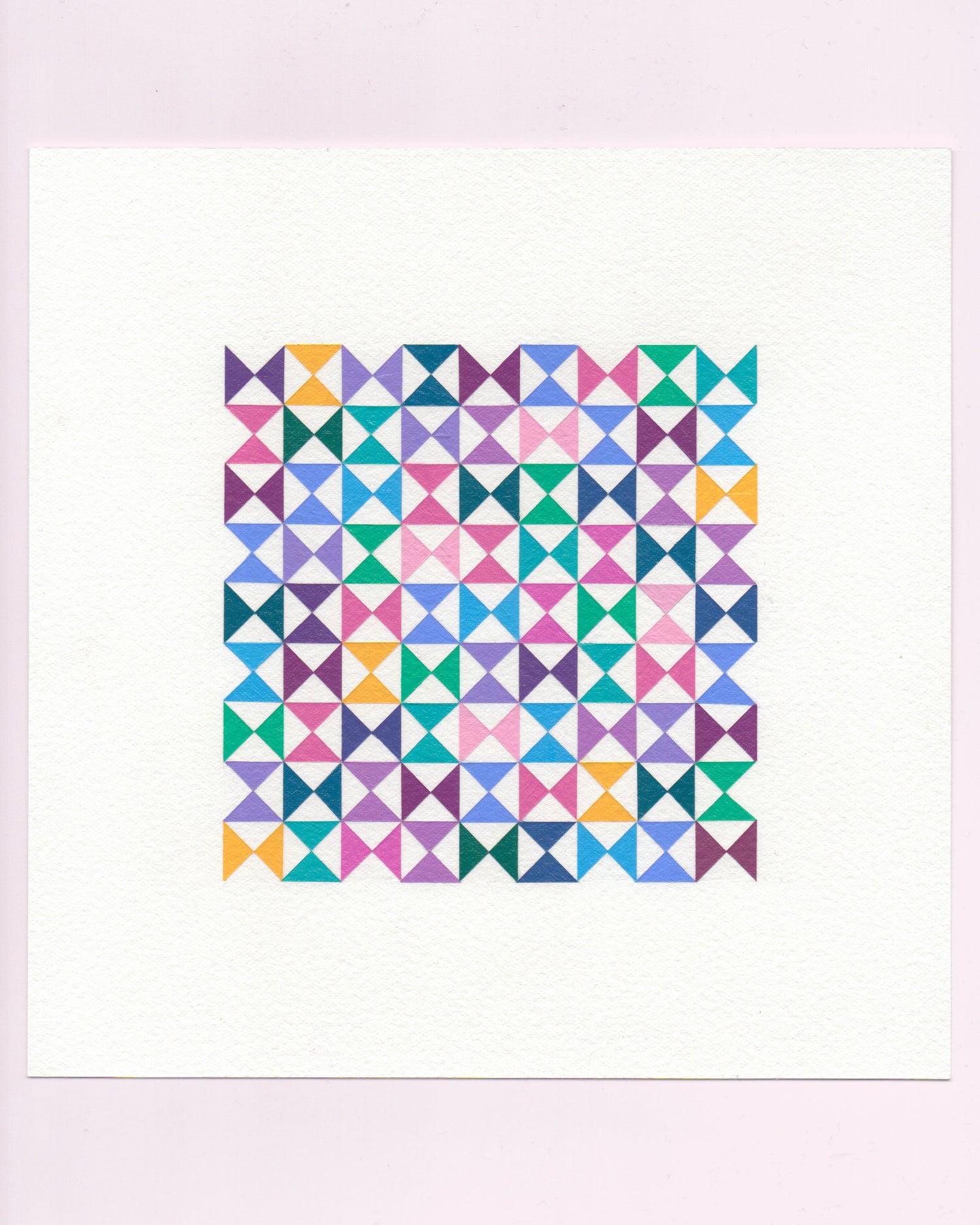 Bold, graphic multicoloured abstract painting with repeating geometric shapes, 1 July (001/365) by Victoria Mardon, 365: A Year in Colour series.