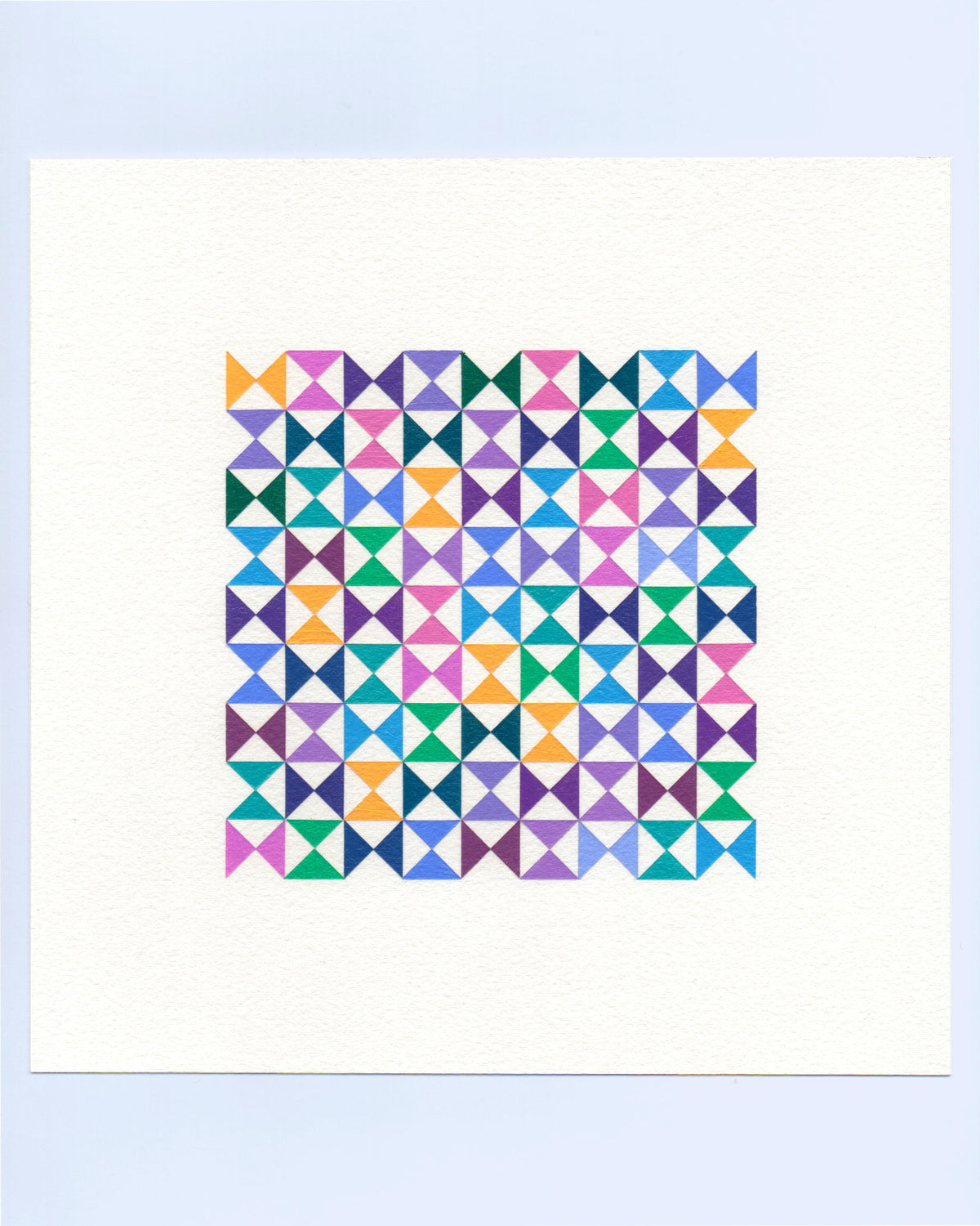 Bold, graphic multicoloured abstract painting with repeating geometric shapes, 1 November (124/365) by Victoria Mardon, 365: A Year in Colour series.