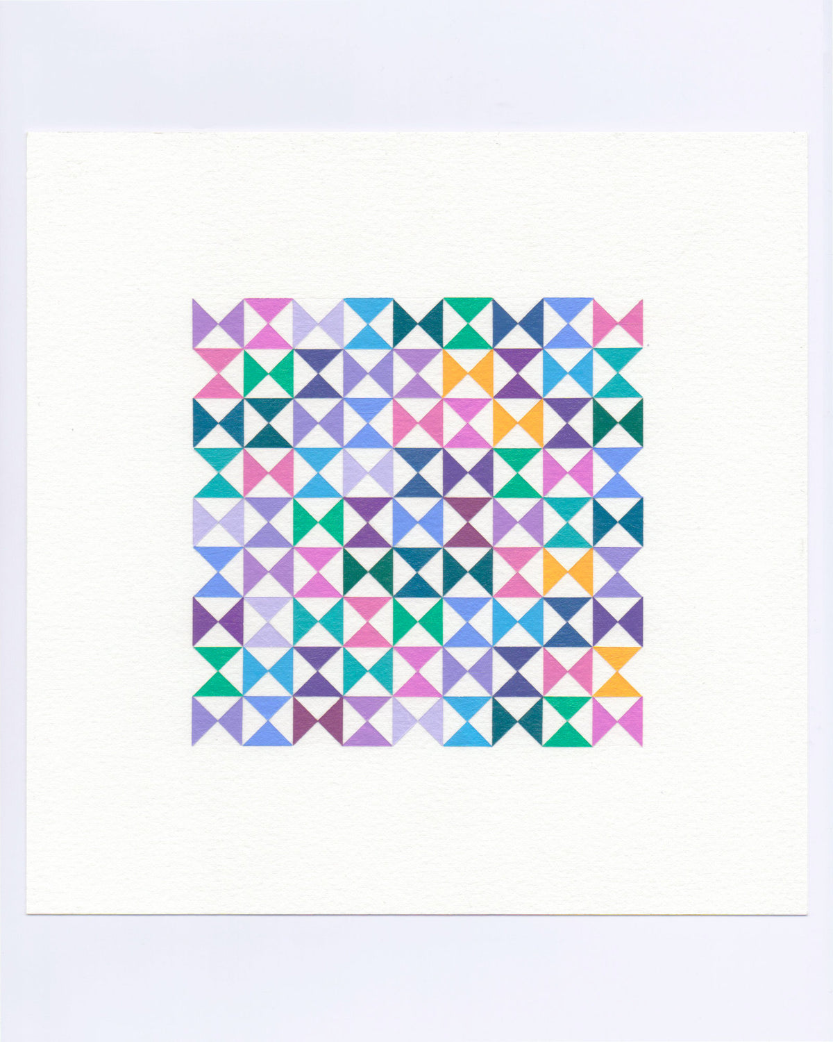 Bold, graphic multicoloured abstract painting with repeating geometric shapes, 1 October (093/365) by Victoria Mardon, 365: A Year in Colour series.
