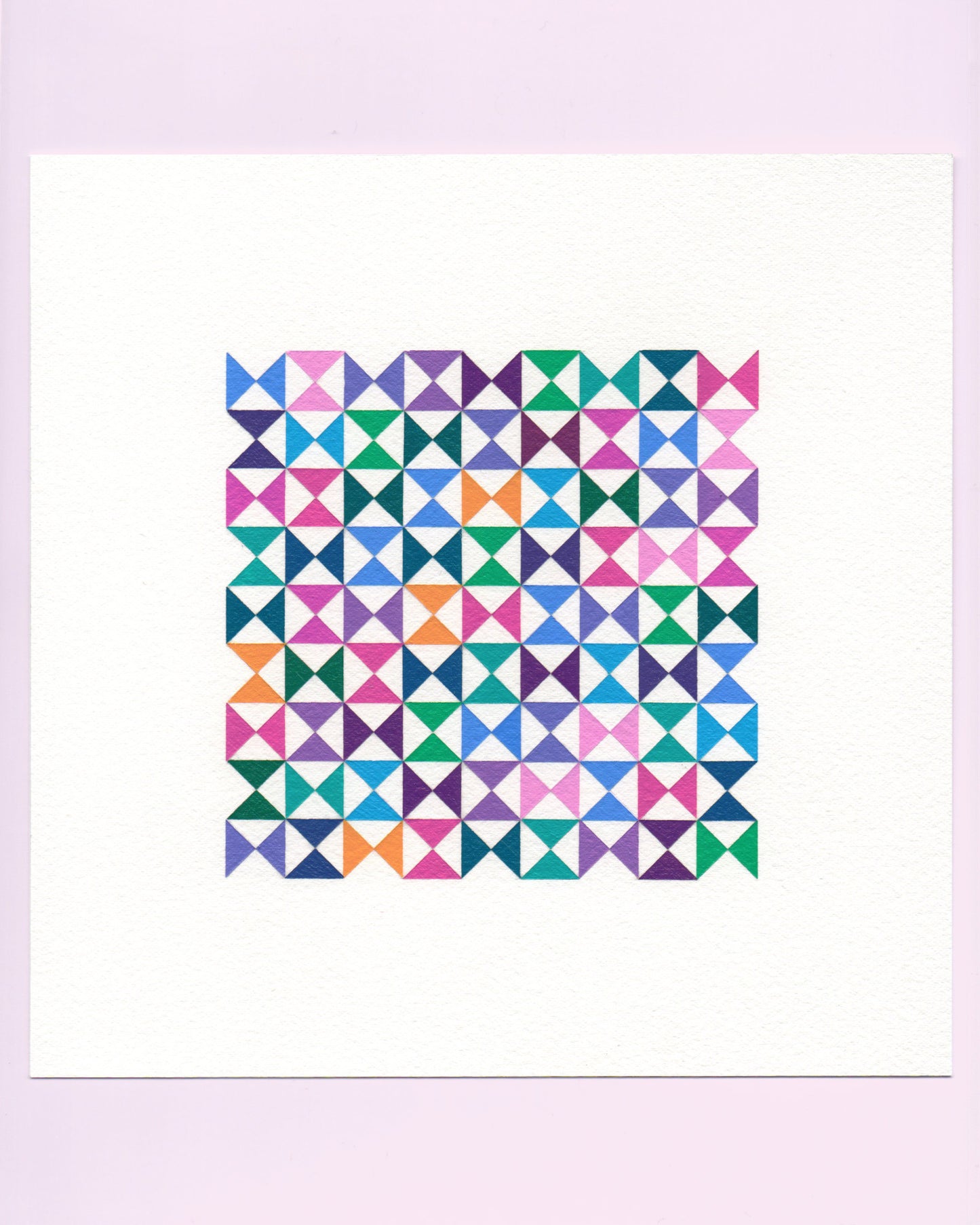 Bold, graphic multicoloured abstract painting with repeating geometric shapes, 2 August (033/365) by Victoria Mardon, 365: A Year in Colour series.