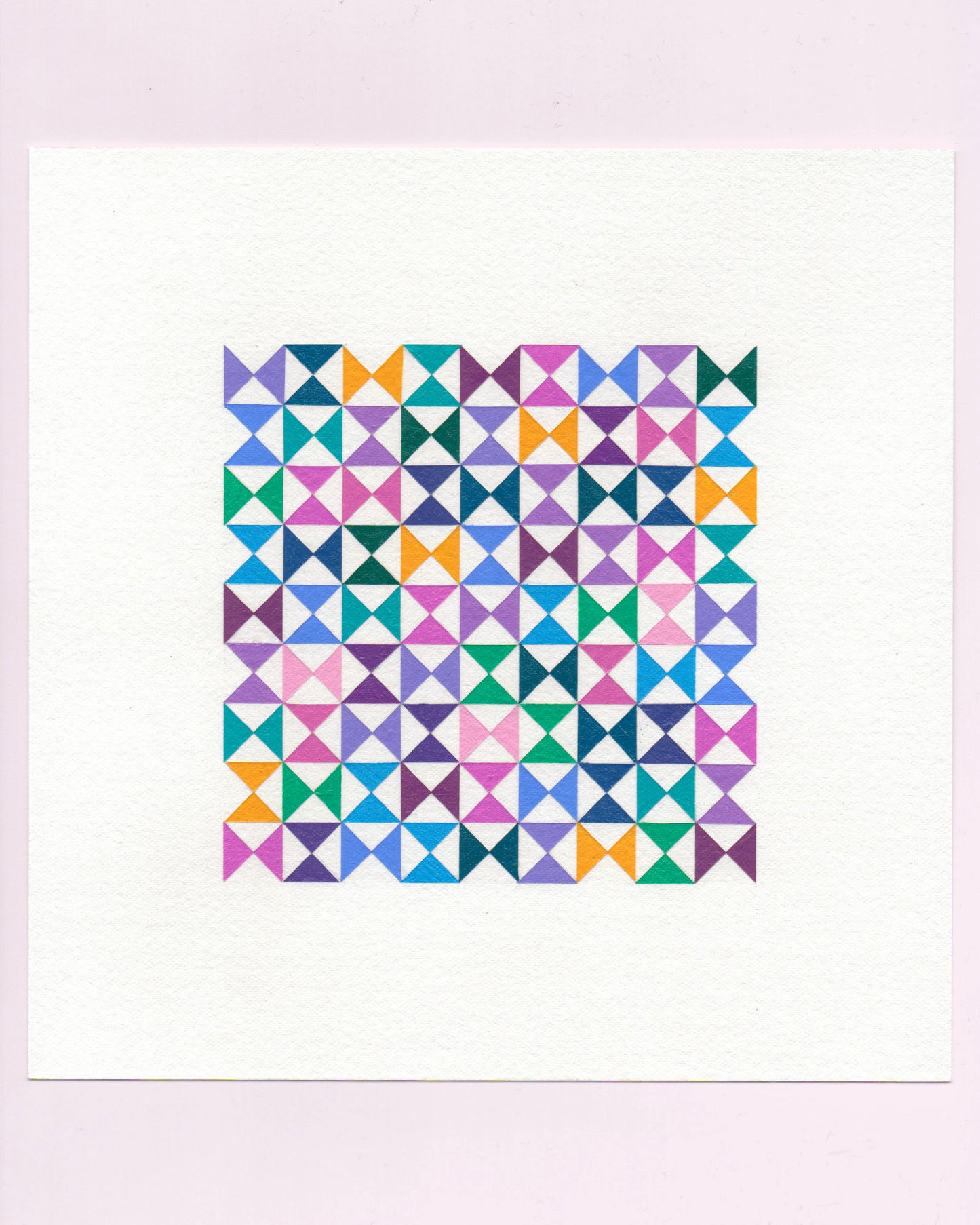 Bold, graphic multicoloured abstract painting with repeating geometric shapes, 2 July (002/365) by Victoria Mardon, 365: A Year in Colour series.