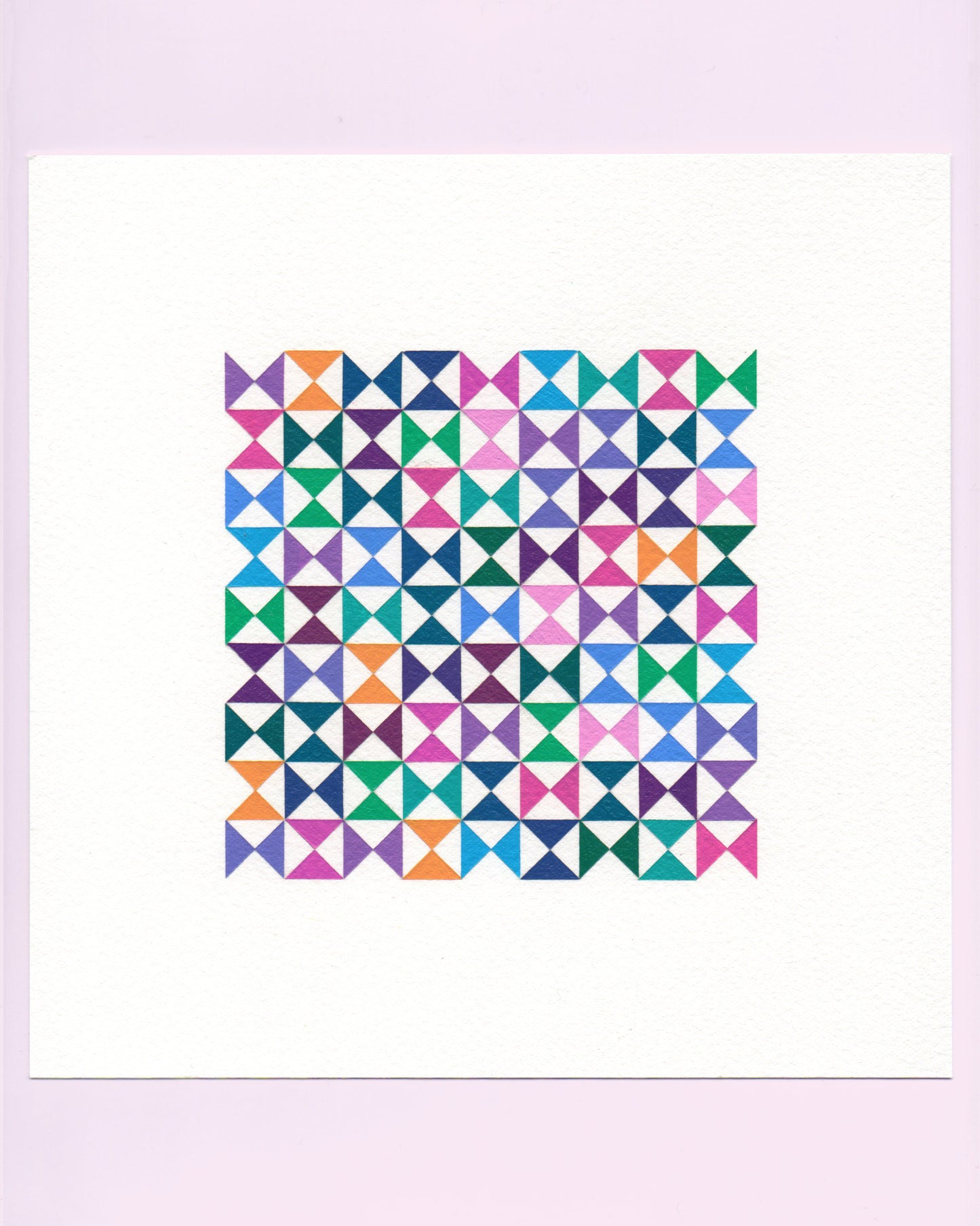 Bold, graphic multicoloured abstract painting with repeating geometric shapes, 3 August (034/365) by Victoria Mardon, 365: A Year in Colour series.
