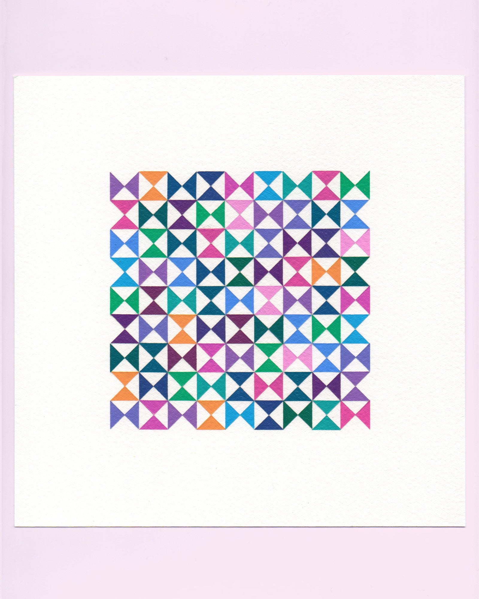 Bold, graphic multicoloured abstract painting with repeating geometric shapes, 3 August (034/365) by Victoria Mardon, 365: A Year in Colour series.
