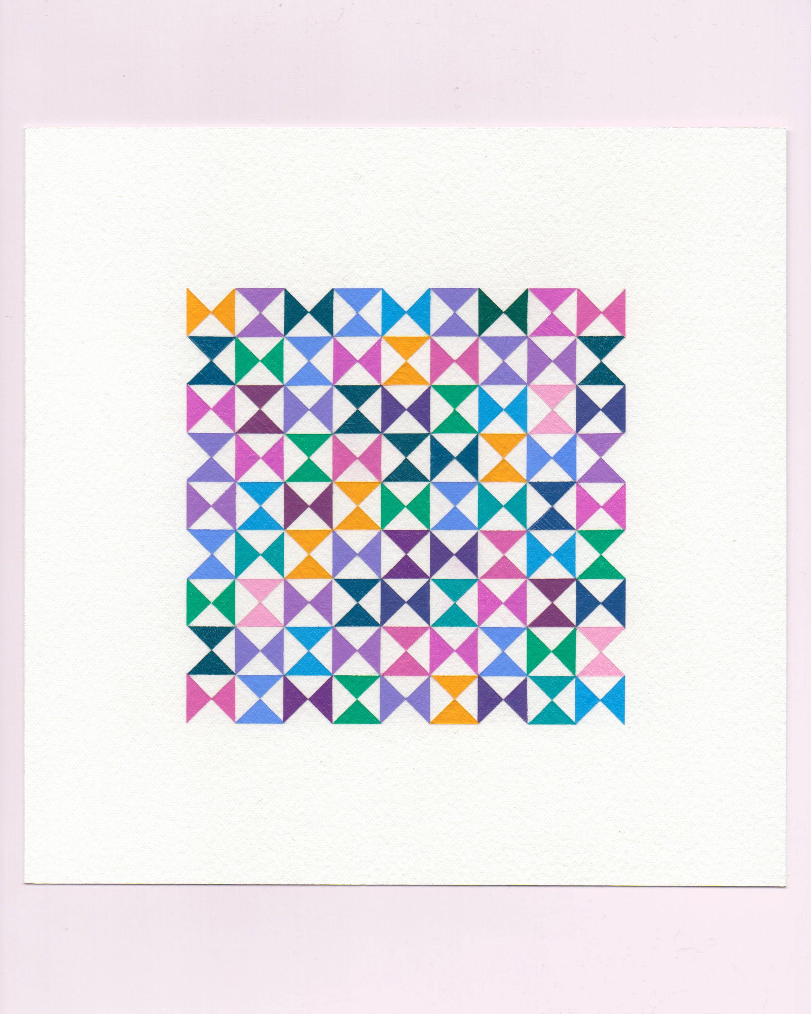 Bold, graphic multicoloured abstract painting with repeating geometric shapes, 3 July (003/365) by Victoria Mardon, 365: A Year in Colour series.