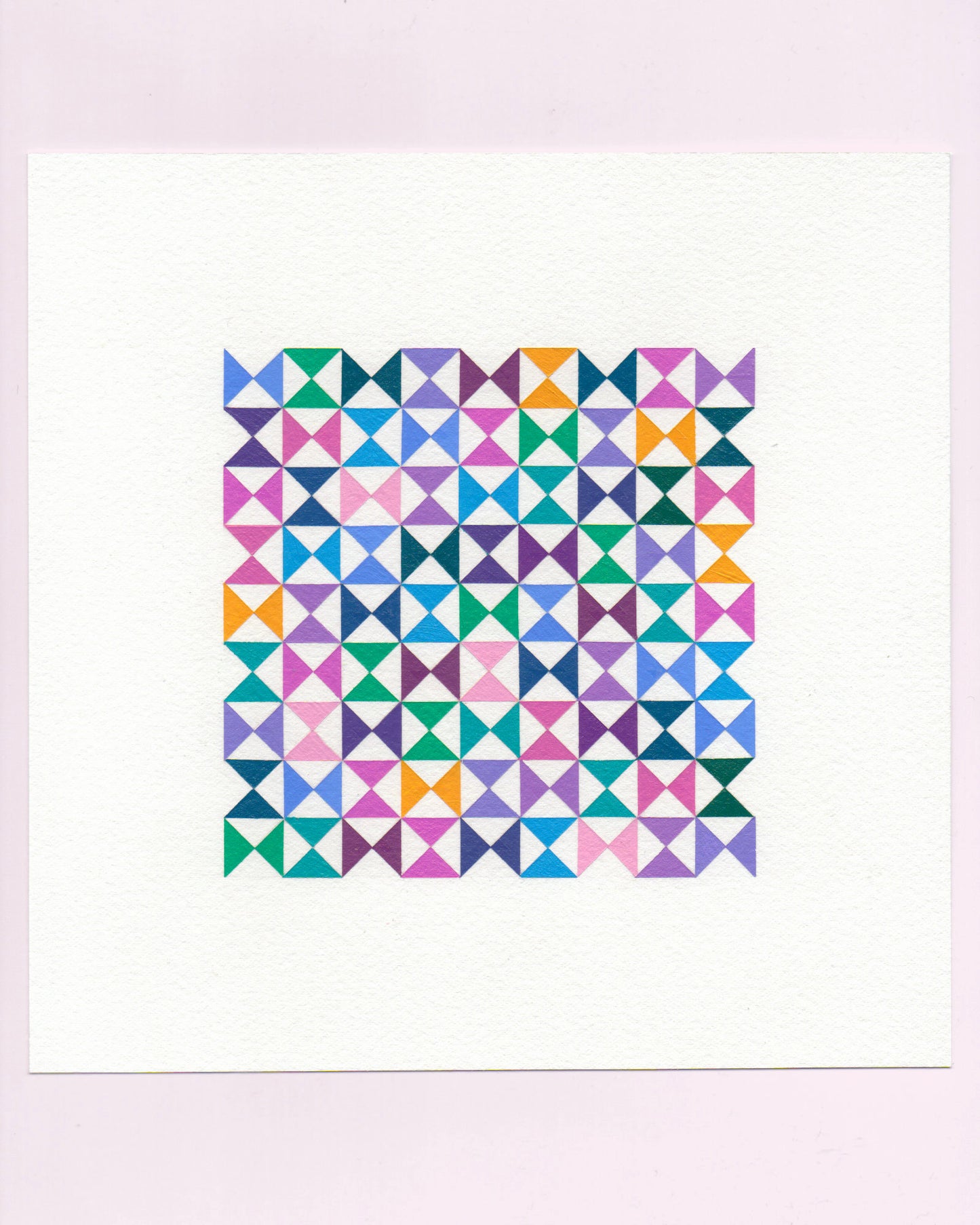 Bold, graphic multicoloured abstract painting with repeating geometric shapes, 4 July (004/365) by Victoria Mardon, 365: A Year in Colour series.