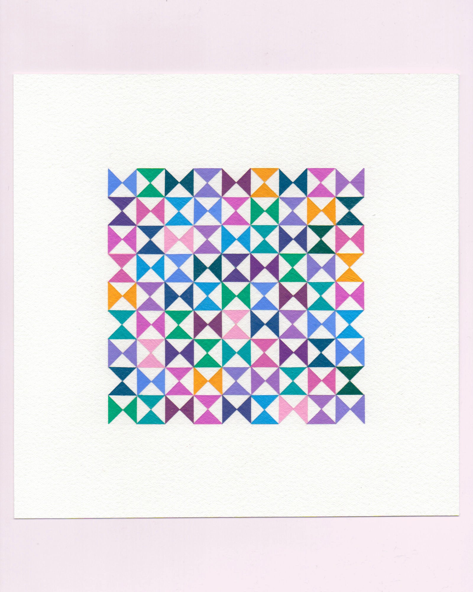 Bold, graphic multicoloured abstract painting with repeating geometric shapes, 4 July (004/365) by Victoria Mardon, 365: A Year in Colour series.