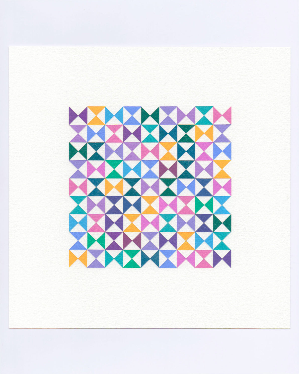 Bold, graphic multicoloured abstract painting with repeating geometric shapes, 4 October (096/365) by Victoria Mardon, 365: A Year in Colour series.