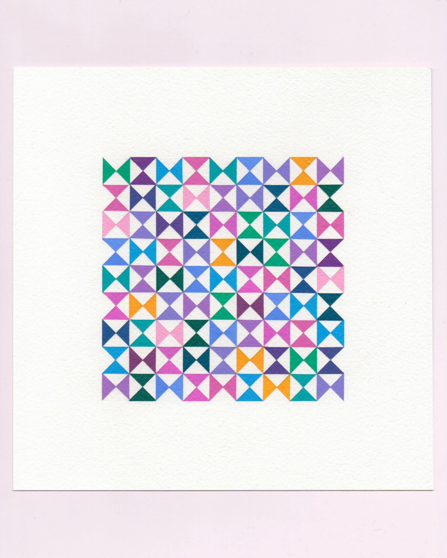 Bold, graphic multicoloured abstract painting with repeating geometric shapes, 5 July (005/365) by Victoria Mardon, 365: A Year in Colour series.
