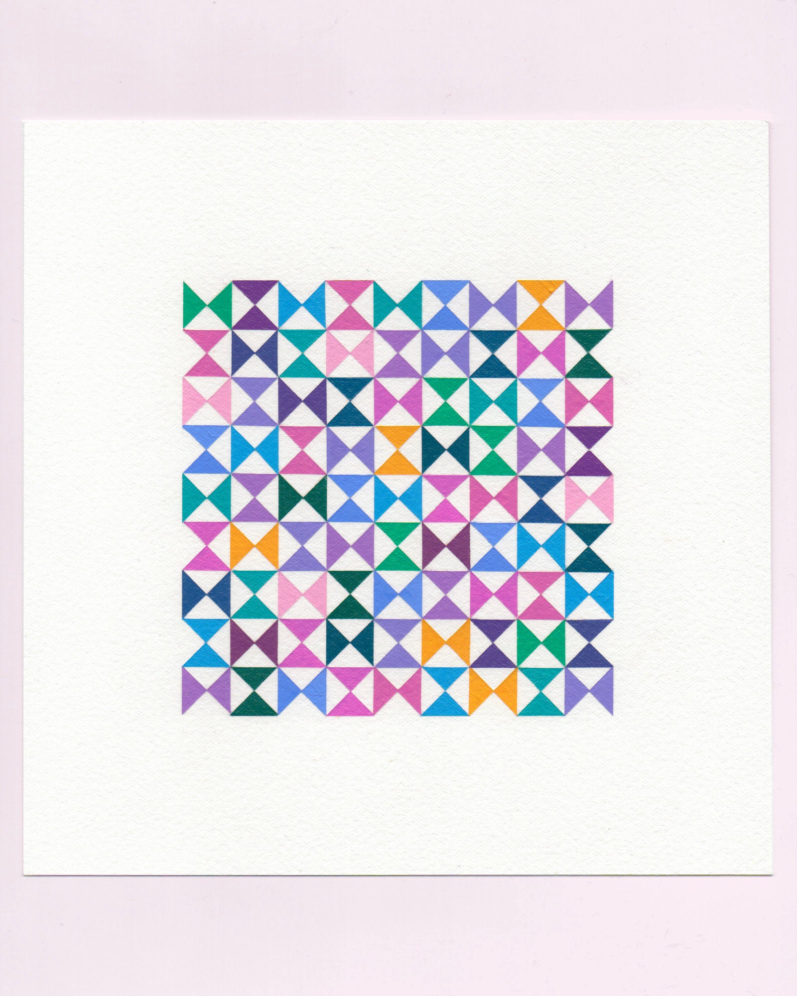 Bold, graphic multicoloured abstract painting with repeating geometric shapes, 5 July (005/365) by Victoria Mardon, 365: A Year in Colour series.