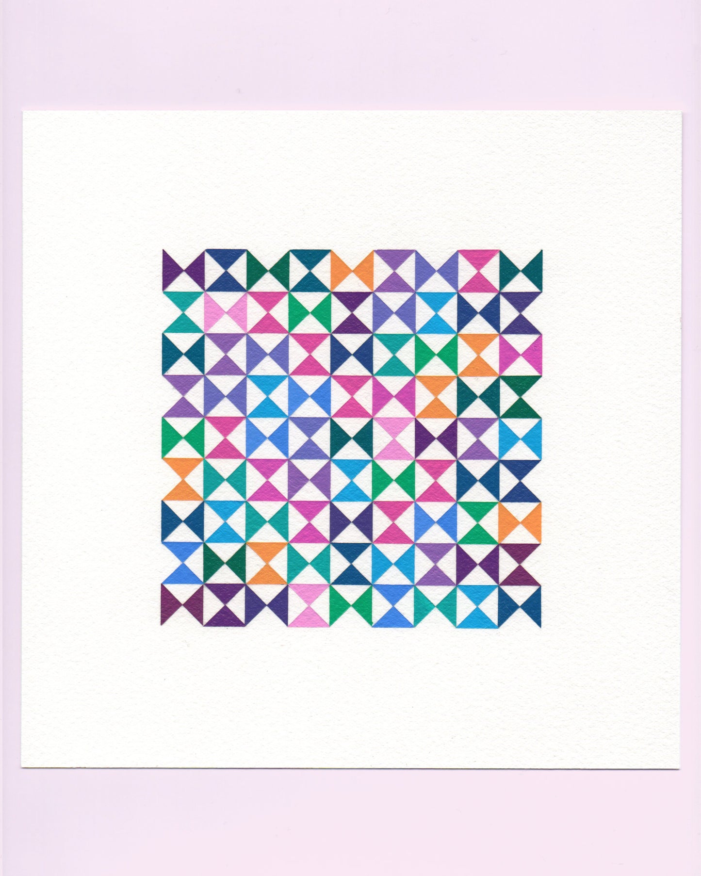 Bold, graphic multicoloured abstract painting with repeating geometric shapes, 6 August (037/365) by Victoria Mardon, 365: A Year in Colour series.