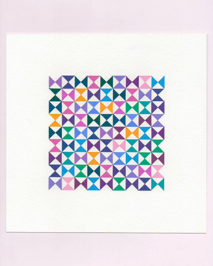 Bold, graphic multicoloured abstract painting with repeating geometric shapes, 6 July (006/365) by Victoria Mardon, 365: A Year in Colour series.