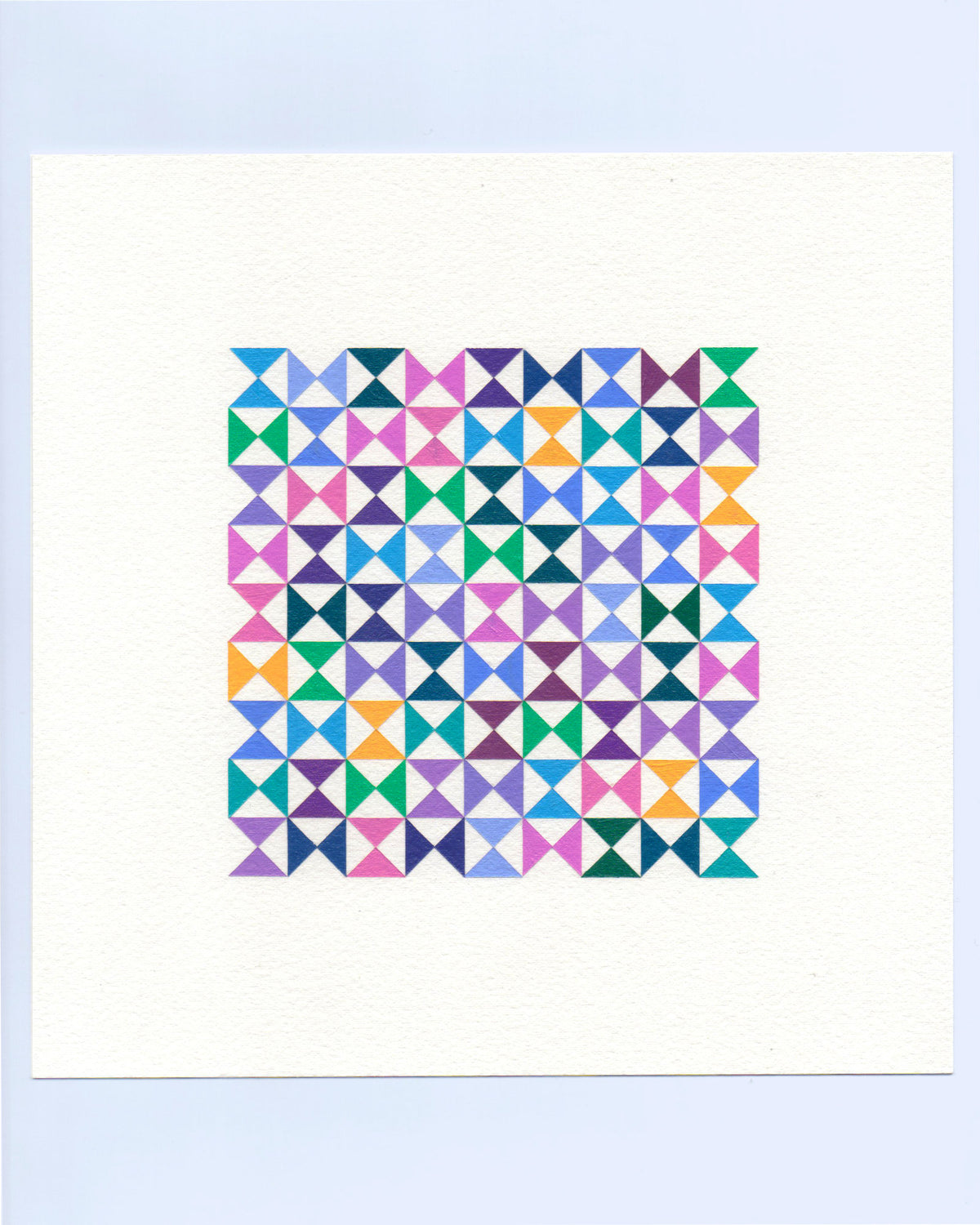 Bold, graphic multicoloured abstract painting with repeating geometric shapes, 6 November (129/365) by Victoria Mardon, 365: A Year in Colour series.