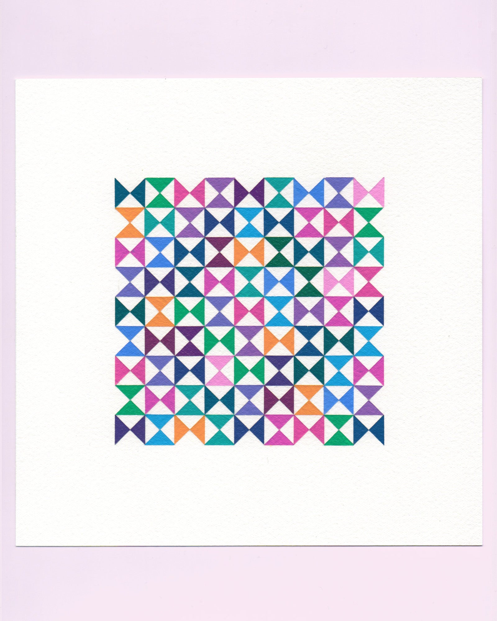 Bold, graphic multicoloured abstract painting with repeating geometric shapes, 7 August (038/365) by Victoria Mardon, 365: A Year in Colour series.