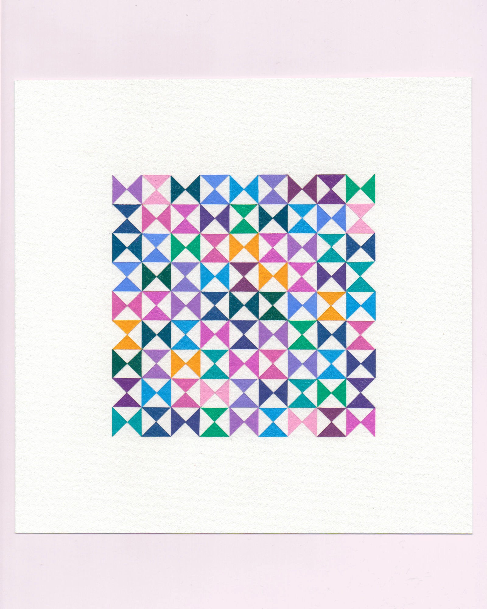 Bold, graphic multicoloured abstract painting with repeating geometric shapes, 7 July (007/365) by Victoria Mardon, 365: A Year in Colour series.
