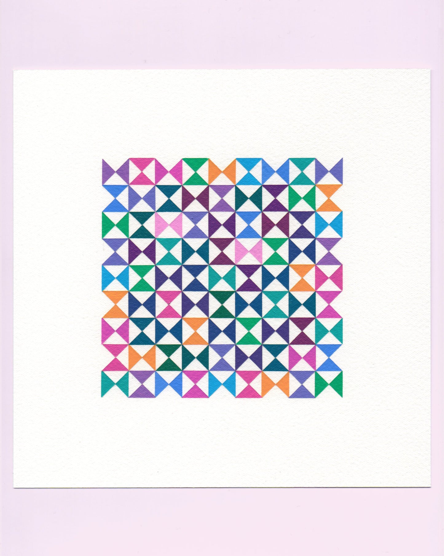 Bold, graphic multicoloured abstract painting with repeating geometric shapes, 8 August (039/365) by Victoria Mardon, 365: A Year in Colour series.