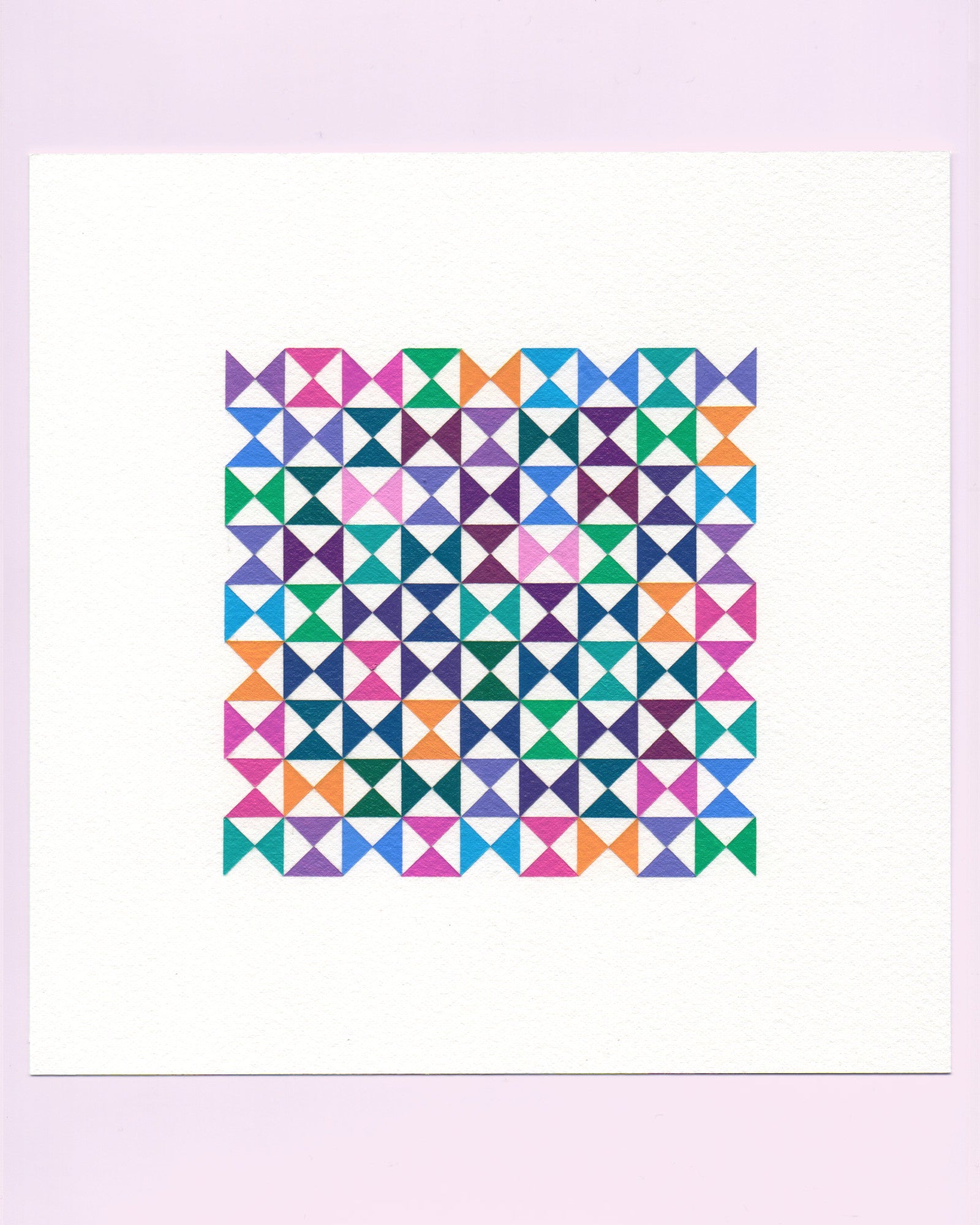 Bold, graphic multicoloured abstract painting with repeating geometric shapes, 8 August (039/365) by Victoria Mardon, 365: A Year in Colour series.