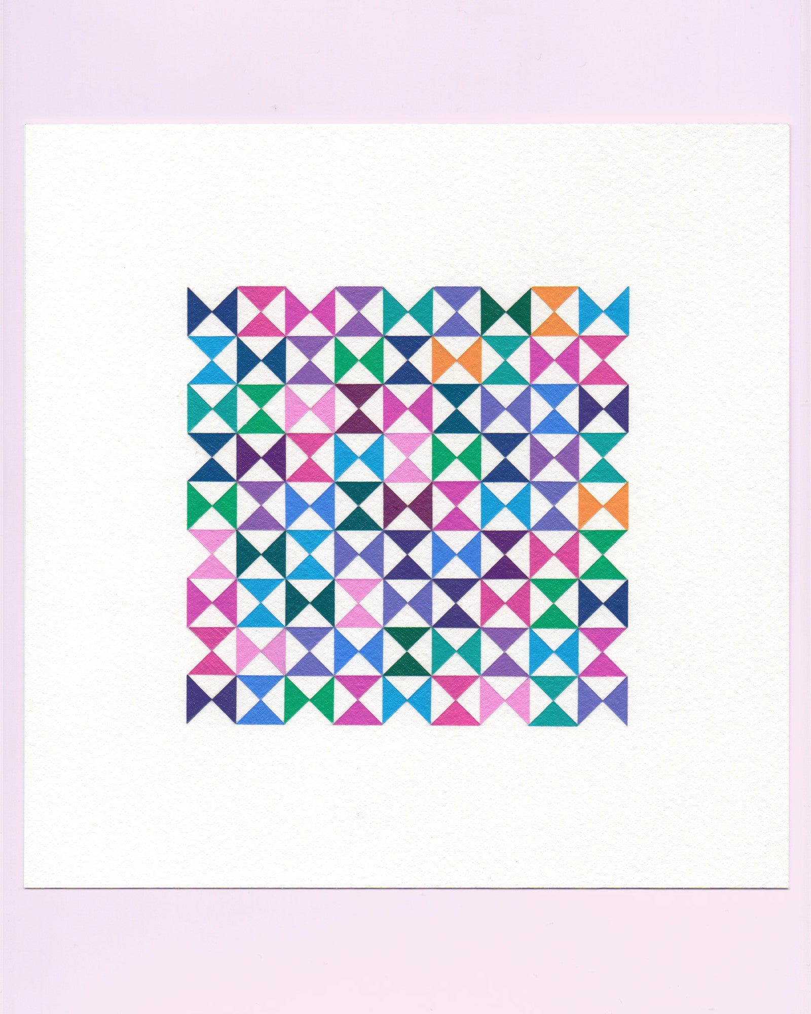 Bold, graphic multicoloured abstract painting with repeating geometric shapes, 9 August (040/365) by Victoria Mardon, 365: A Year in Colour series.
