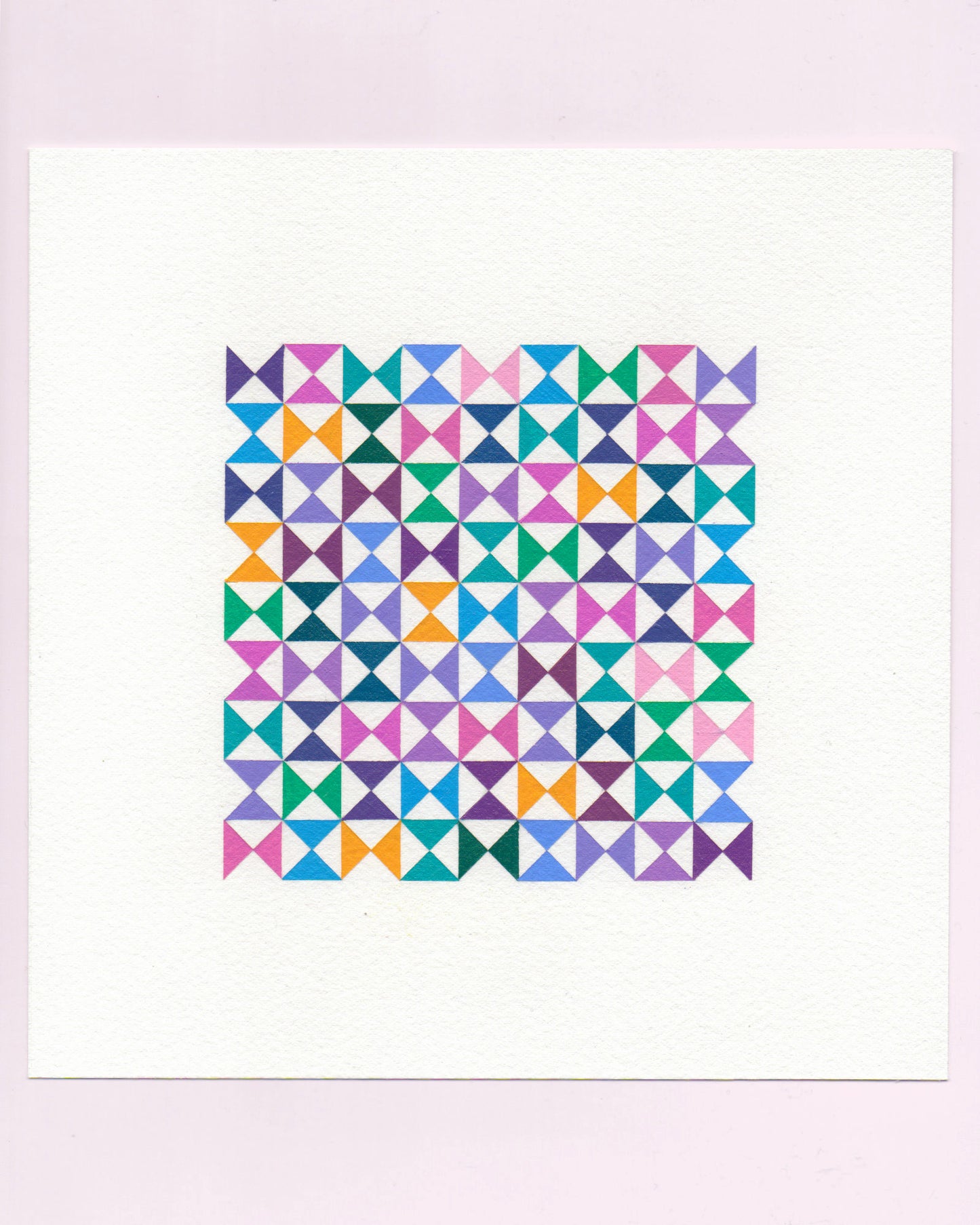 Bold, graphic multicoloured abstract painting with repeating geometric shapes, 9 July (009/365) by Victoria Mardon, 365: A Year in Colour series.