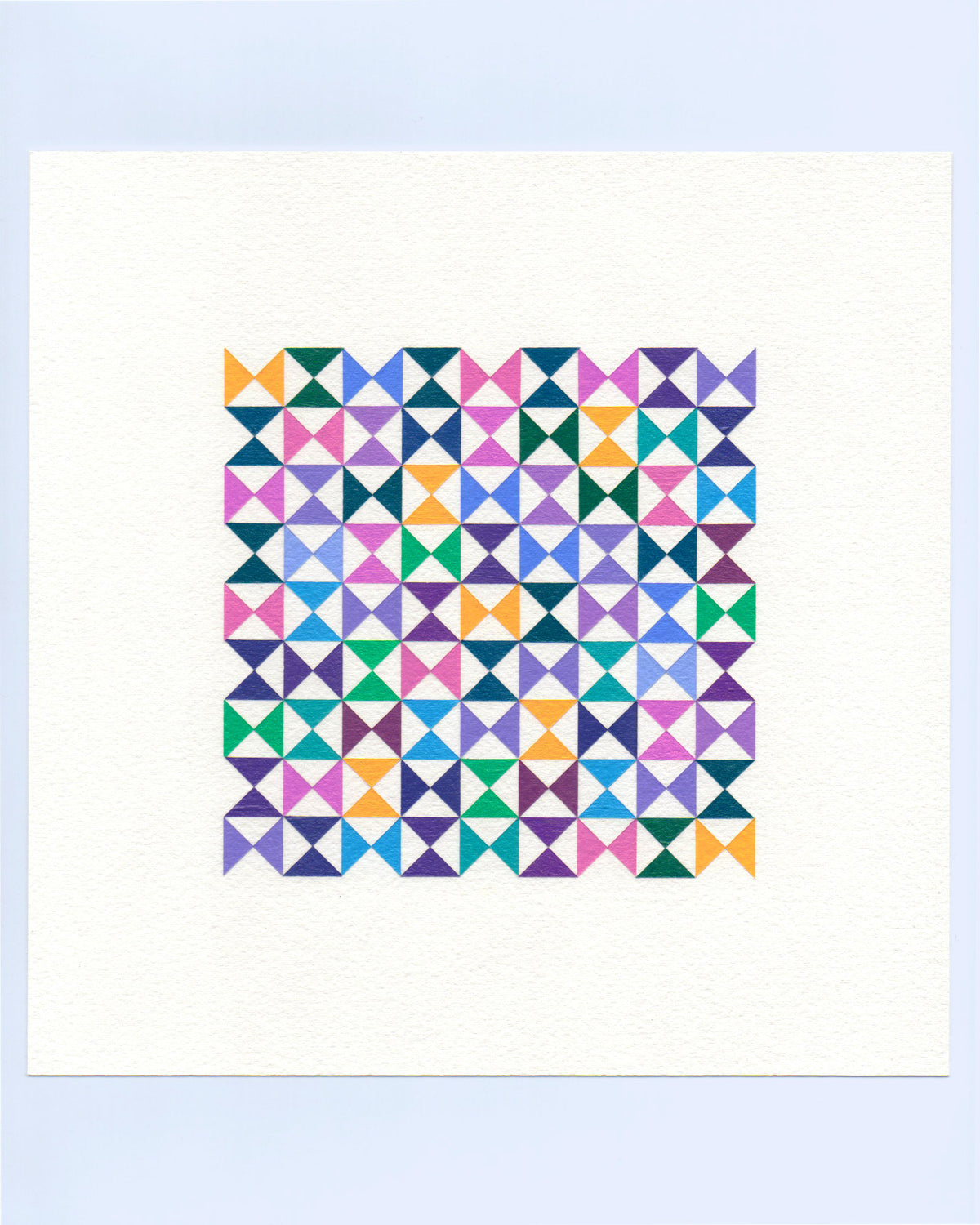 Bold, graphic multicoloured abstract painting with repeating geometric shapes, 9 November (132/365) by Victoria Mardon, 365: A Year in Colour series.
